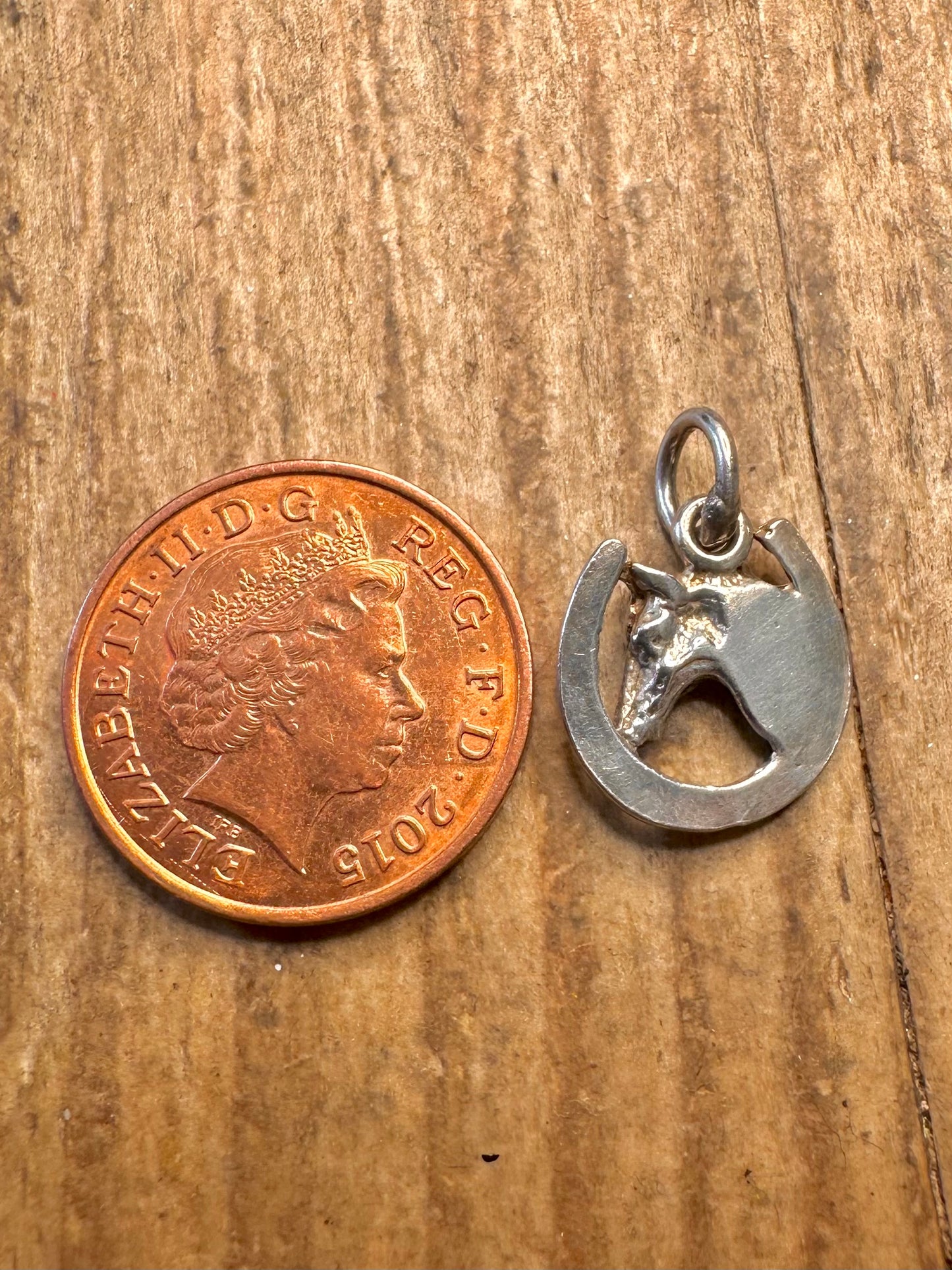 Pferdekopf und Hufeisen Anhänger aus 925er Sterlingsilber