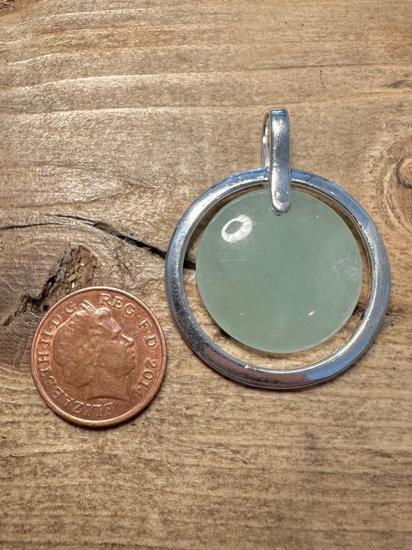 Abstract Jade Circle 925 Silver Pendant