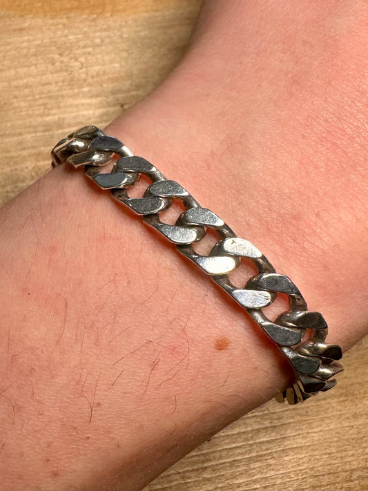 Vintage Curb Chain 925 Silver 8.5 inch Bracelet