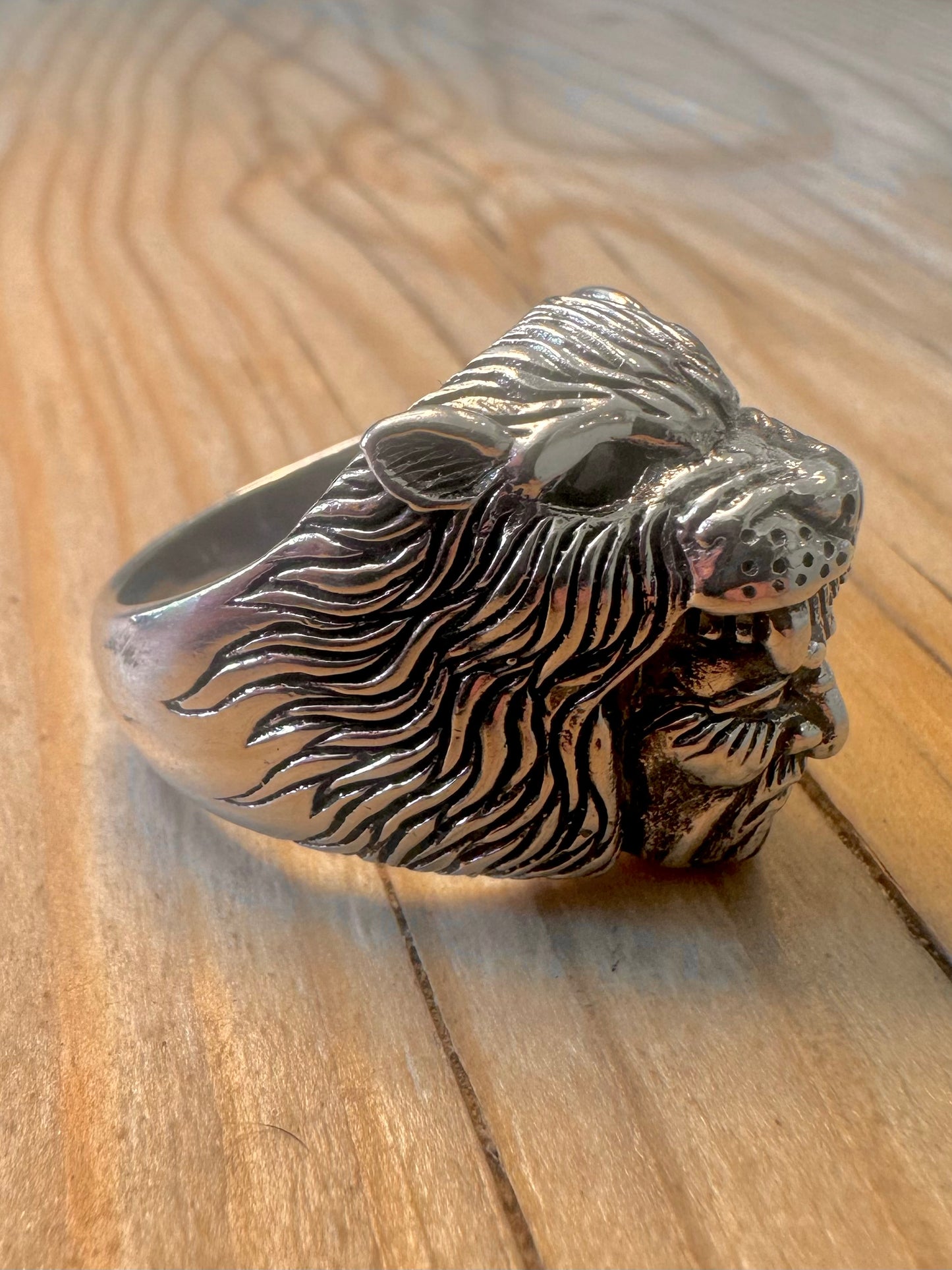 Vintage Native American Head Lion 925 Silver Size Z Ring