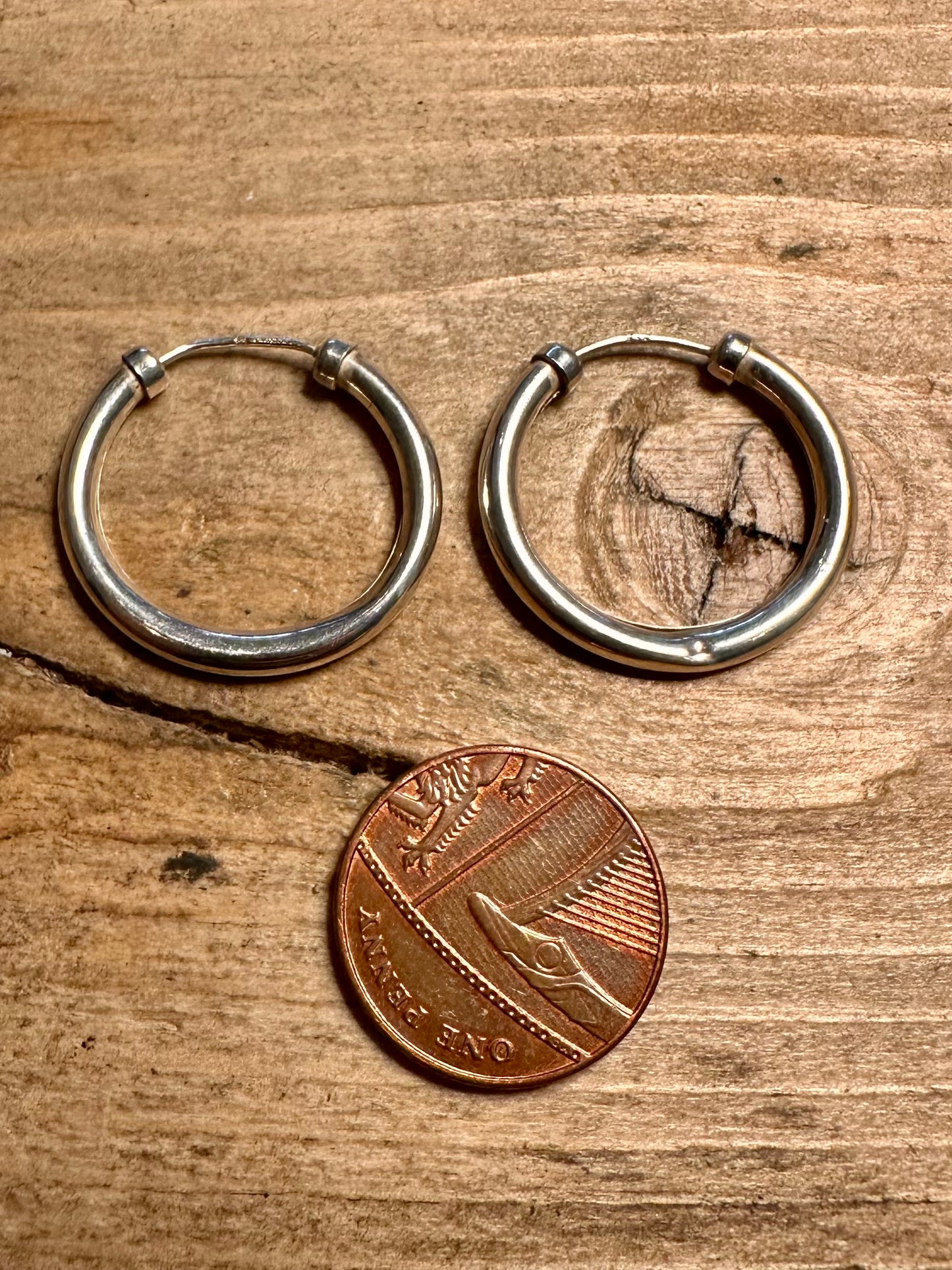 Vintage Chunky Hoops 925 Silver Earrings