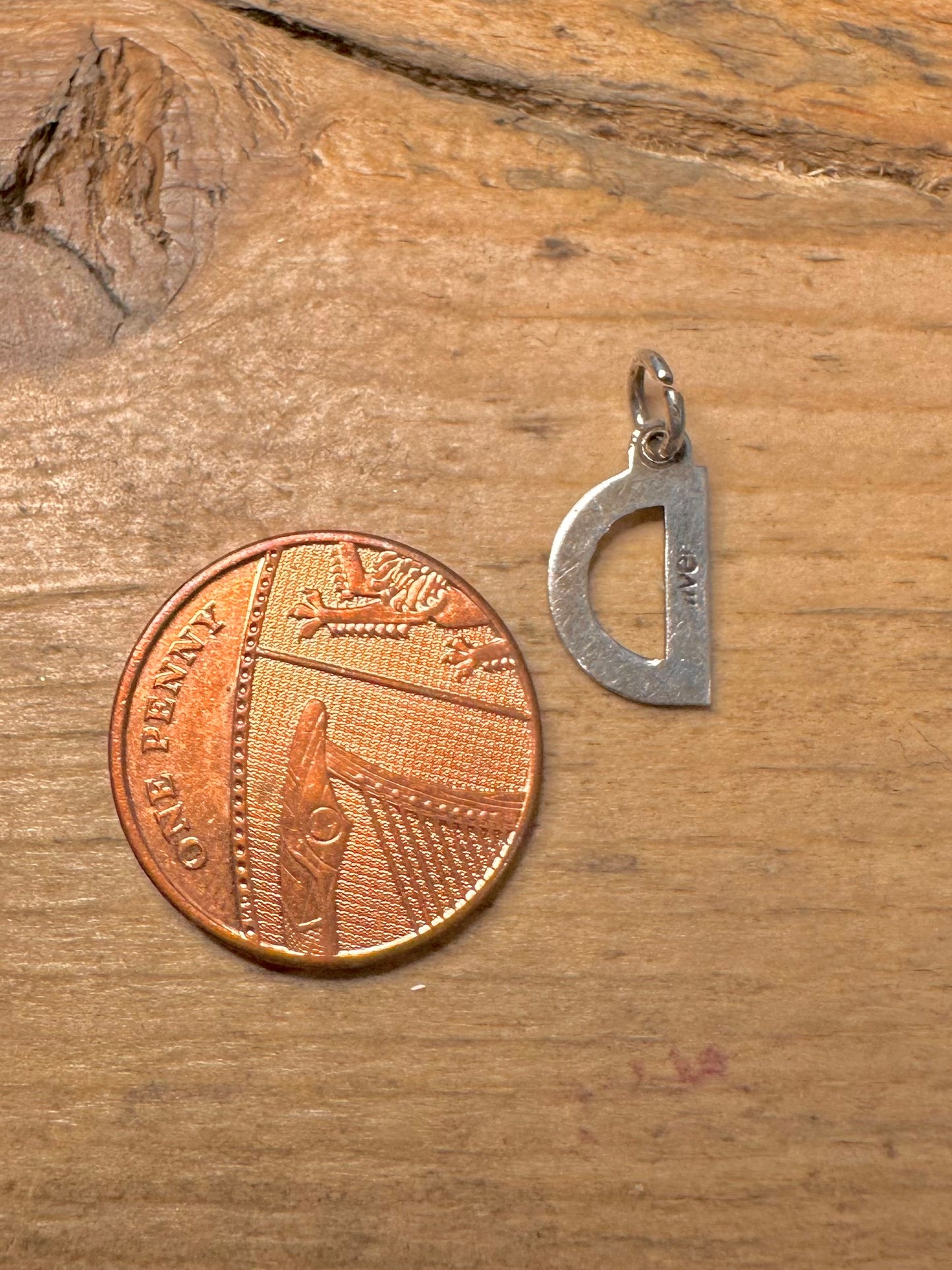 Vintage Letter D 925 Silver Pendant