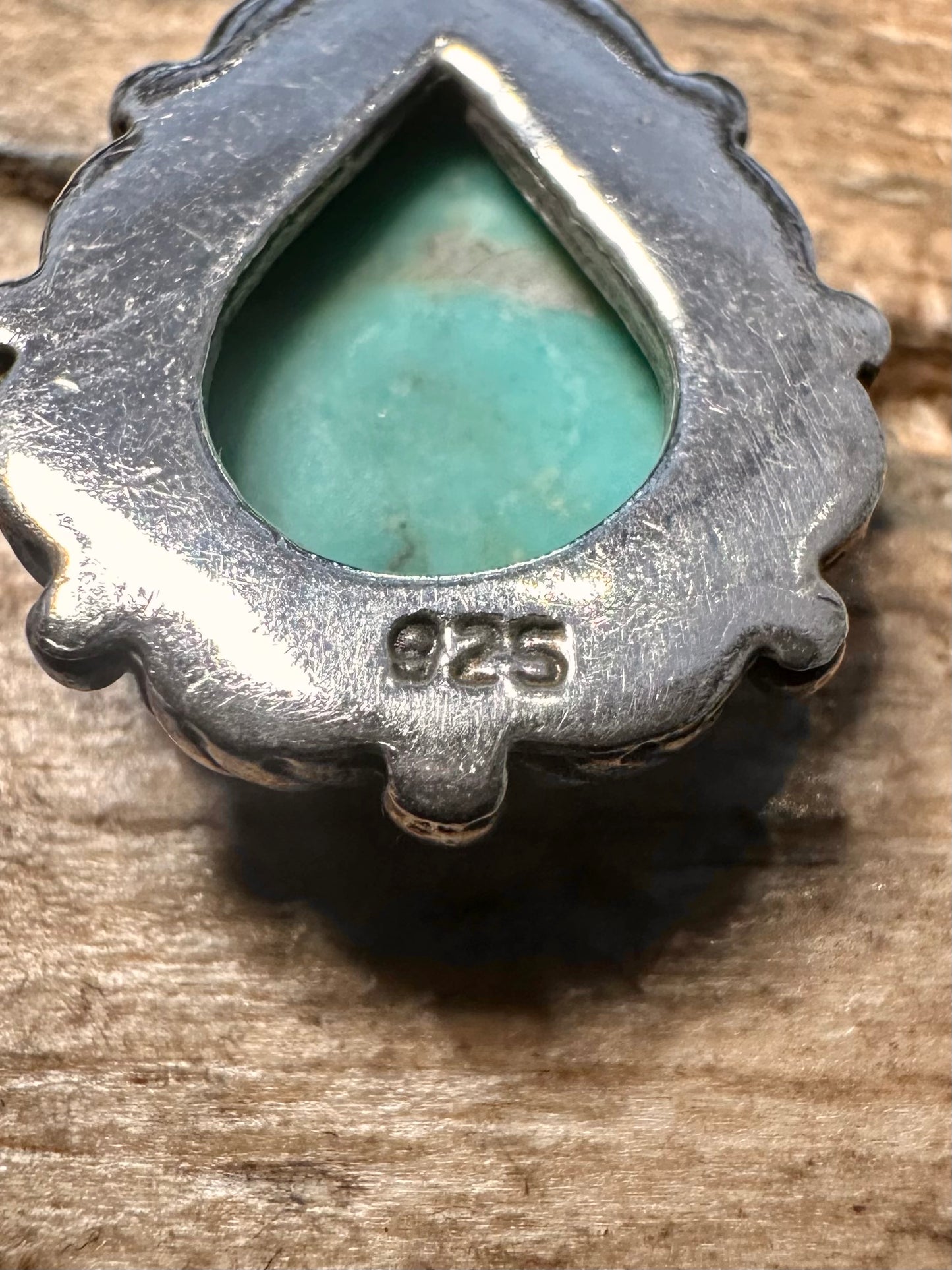 Vintage Turquoise Ornate 925 Silver Pendant