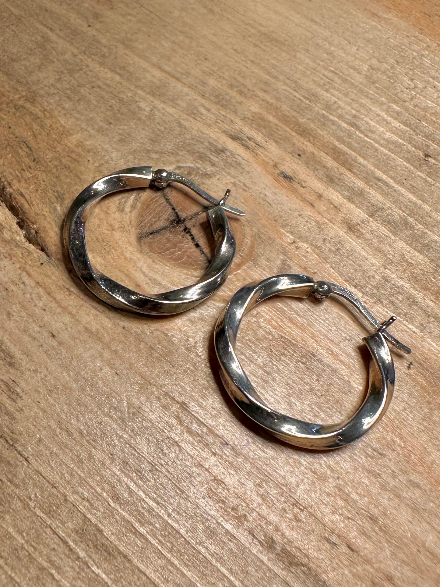 Vintage Twisted Hoops 925 Silver Earrings