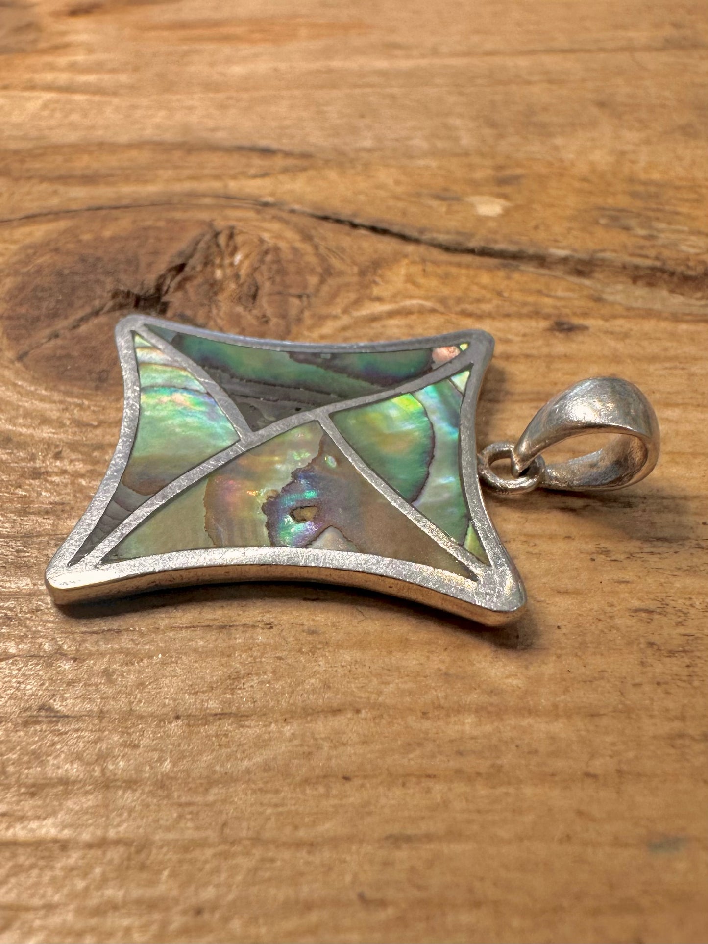 Abstract Square Abalone 925 Silver Pendant