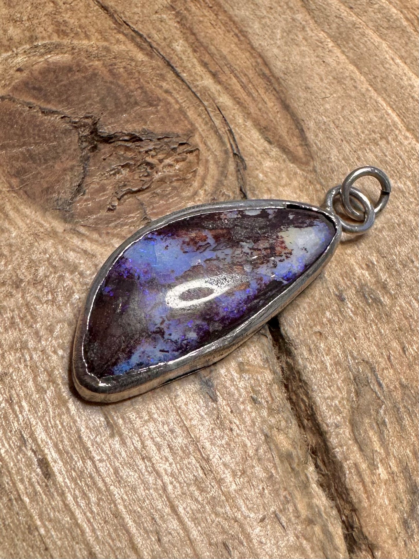 Handmade Boulder Opal 925 Silver Pendant