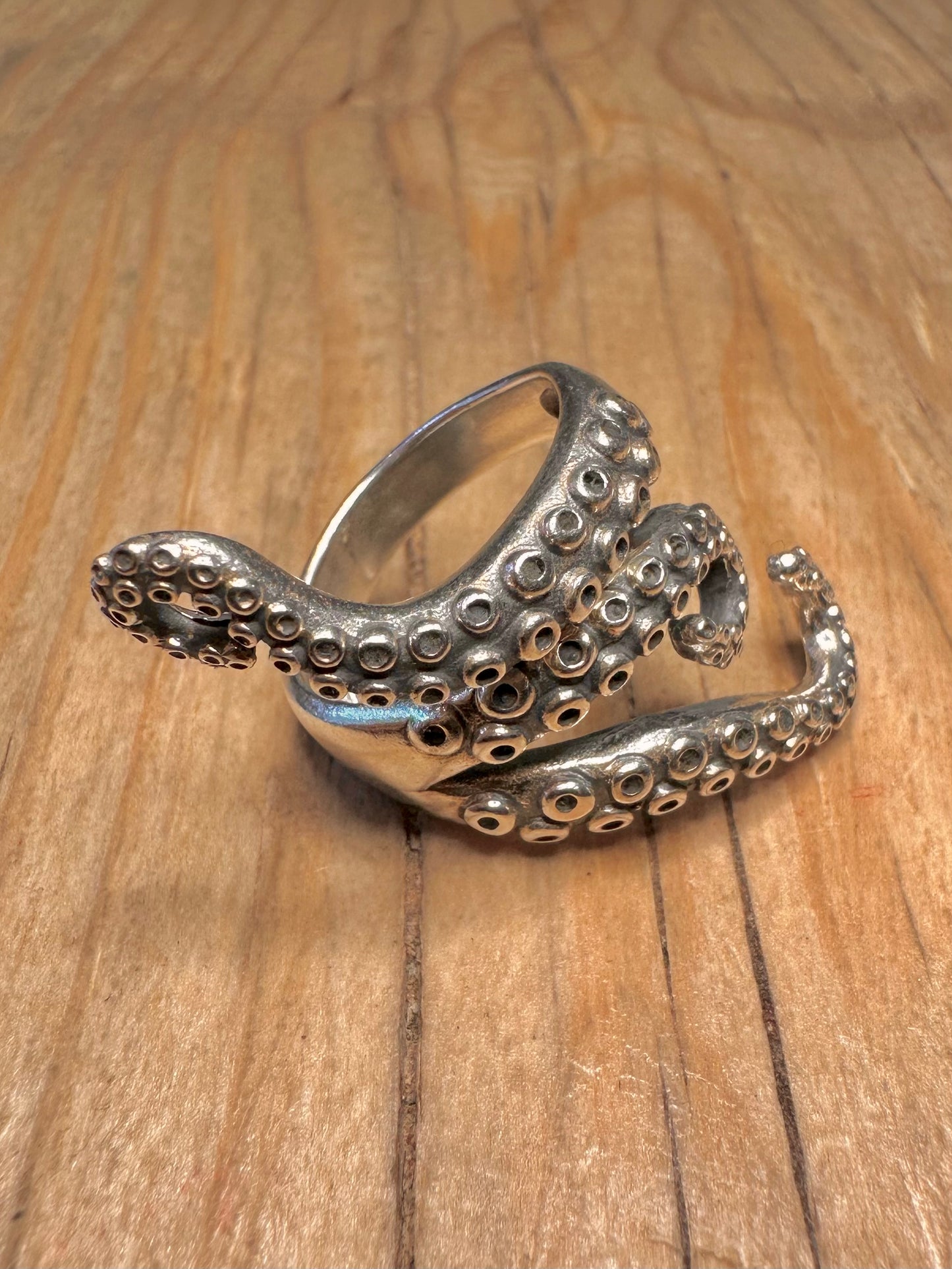 Vintage Octopus Tentacles 925 Sterling Silver Size N Ring