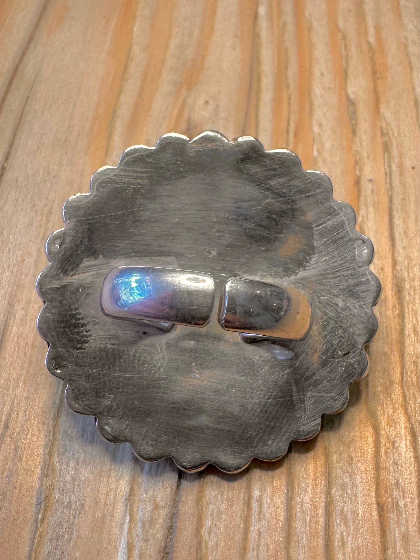 Vintage Turquoise Circle Cluster 925 Sterling Silver Adjustable Size N Ring