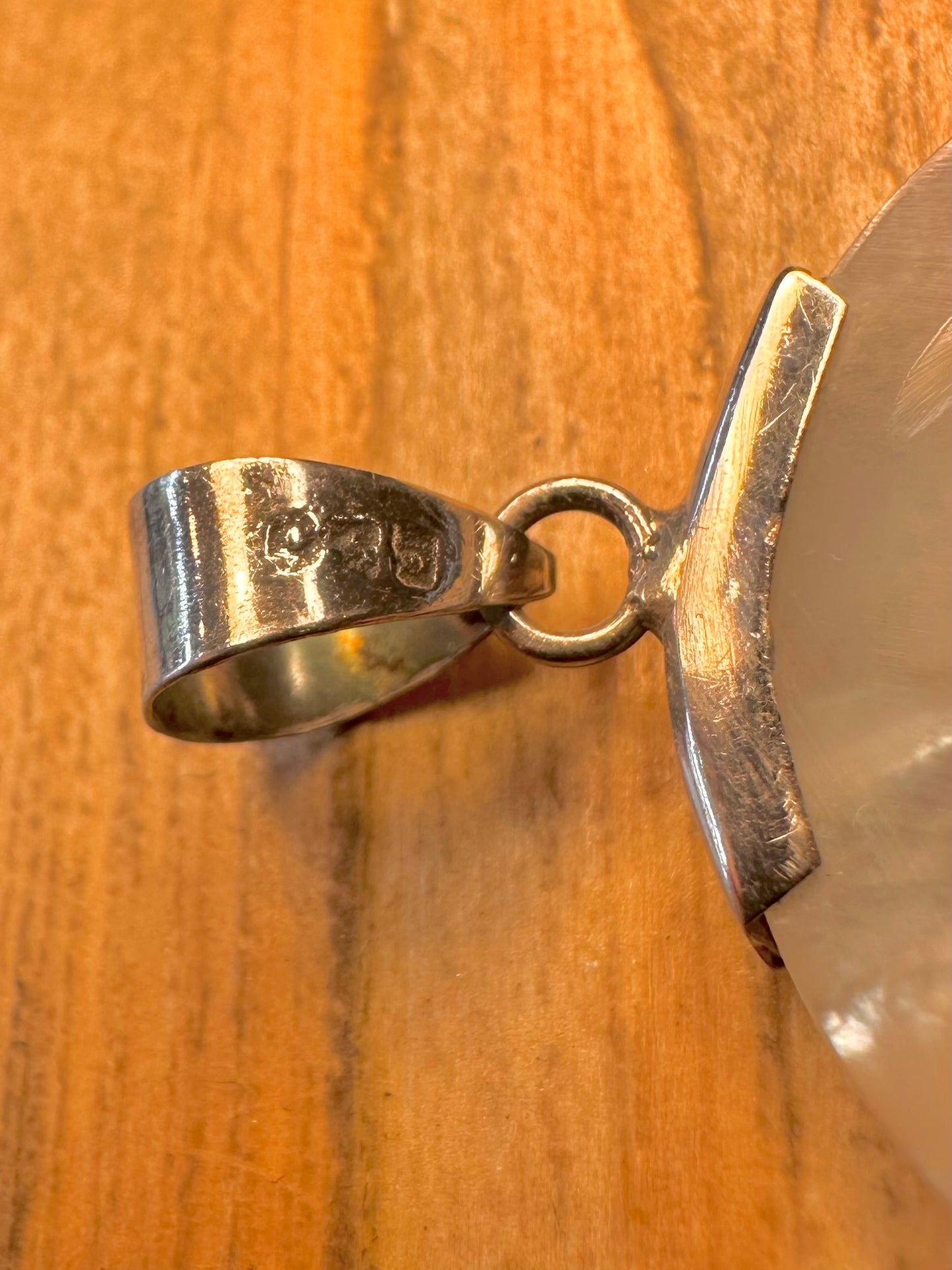 Vintage Mother of Pearl Swirl 925 Sterling Silver Pendant