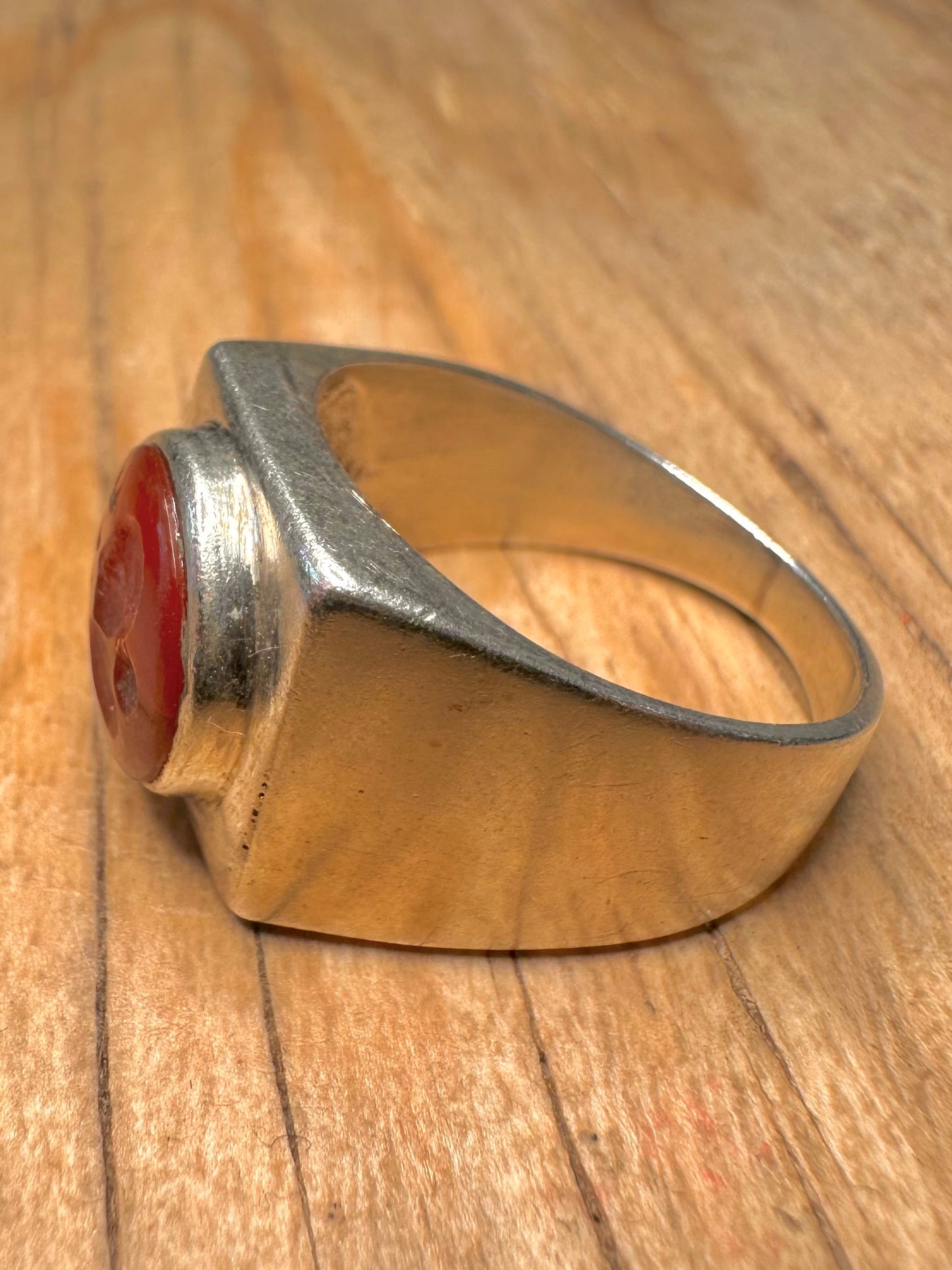 Vintage Carnelian Intaglio Signet 925 Sterling Silver Size V Ring
