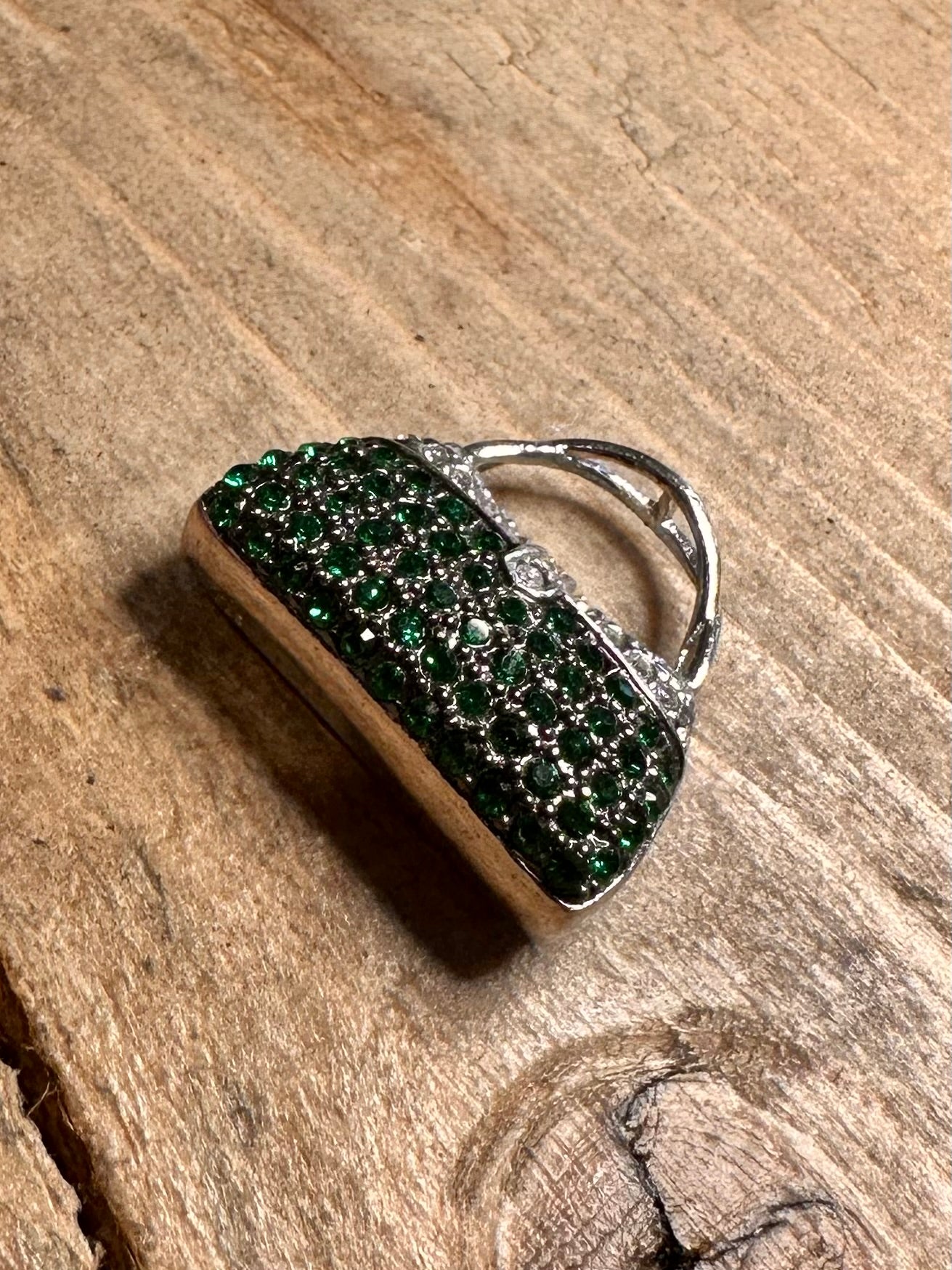 Modern Green and White Gemstone Handbag 925 Silver Pendant