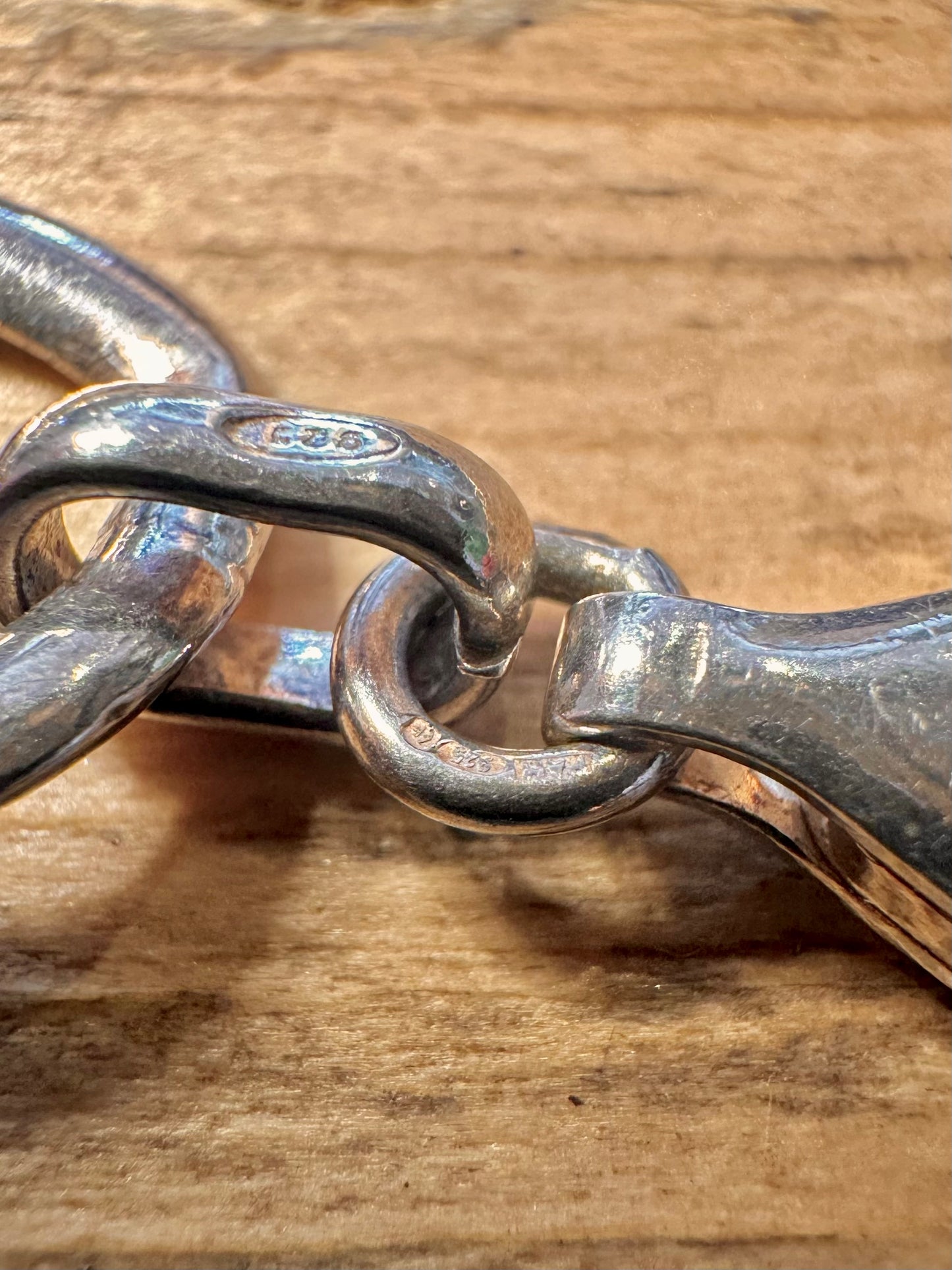 Modernist Large Links 925 Silver 7.3 inch Bracelet