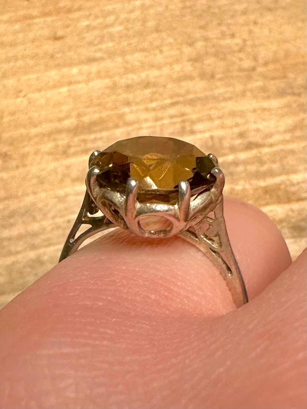 Vintage Smokey Quarts 925 Silver Size O Ring