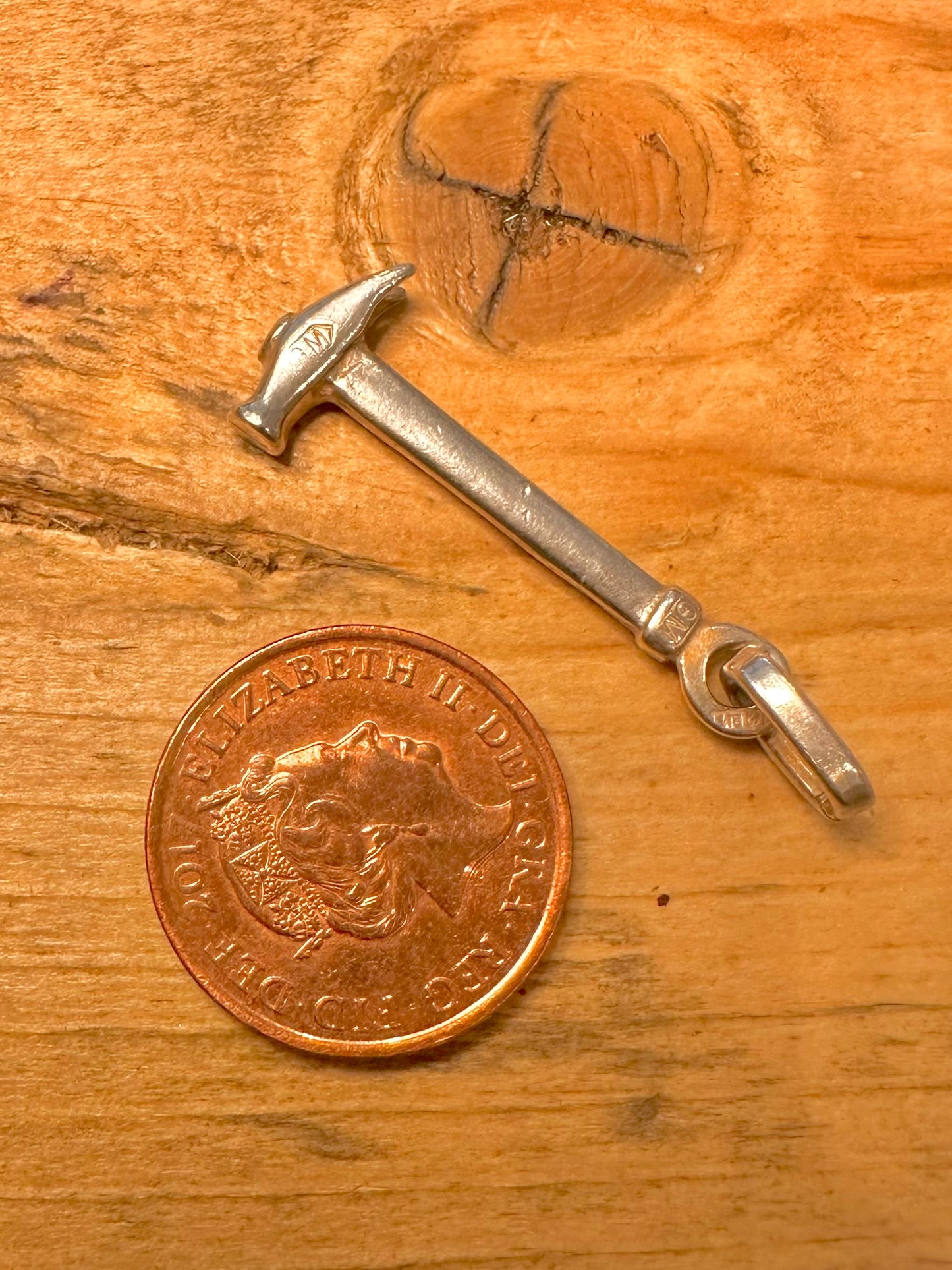 Vintage Hammer GM 925 Silver Charm Pendant