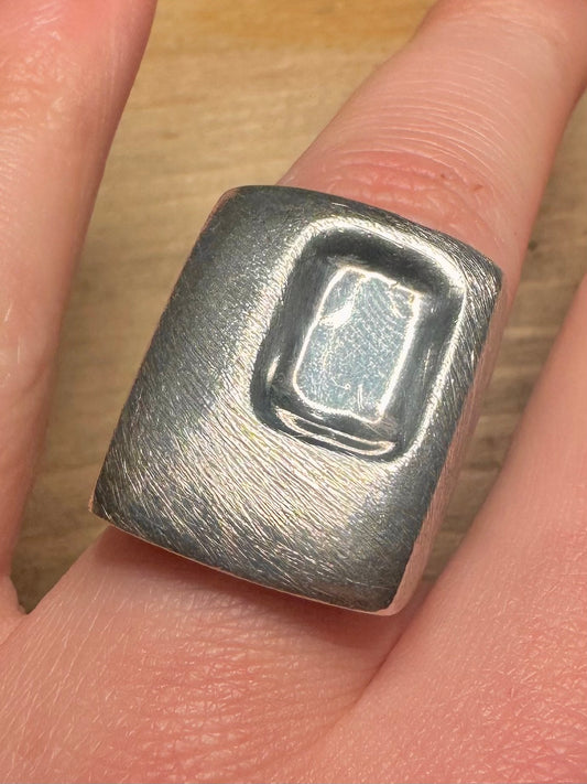 Abstract Modernist GE Maker Brush 925 Silver Size O Ring