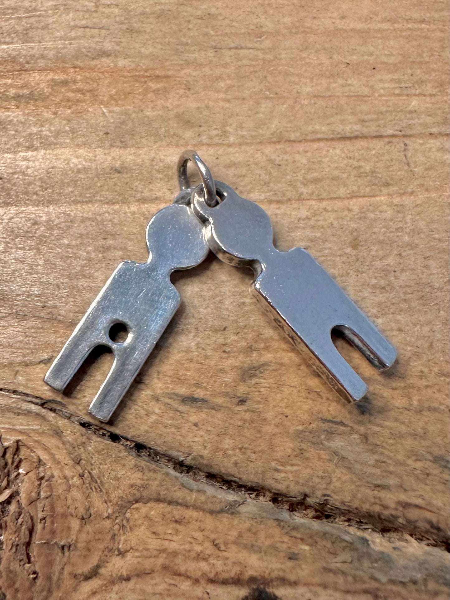 Abstract Two People 925 Silver Pendant