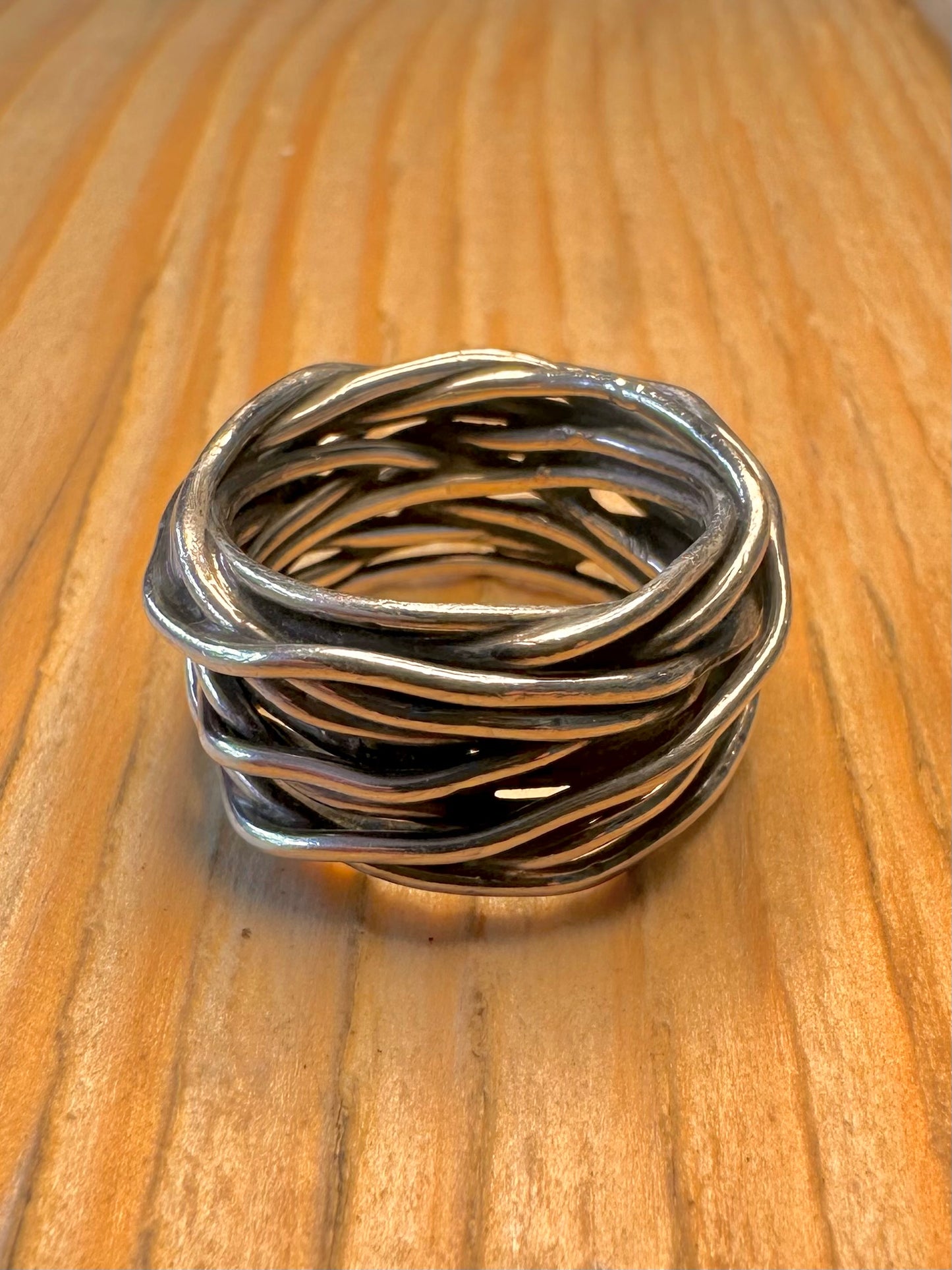 Modernist Brutalist Layer 925 Sterling Silver Size O Ring