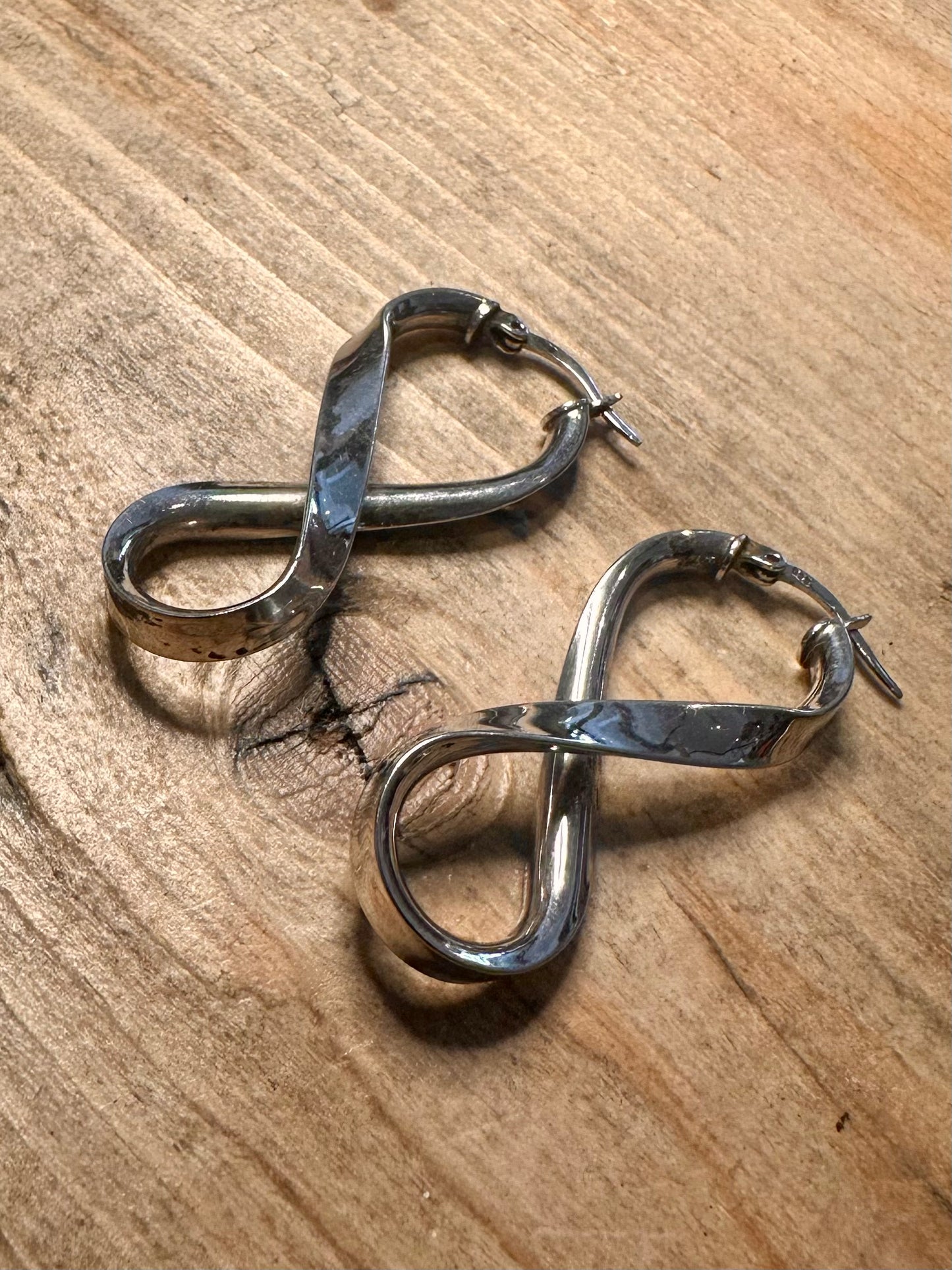 Abstract Twisted Hoops 925 Silver Earrings