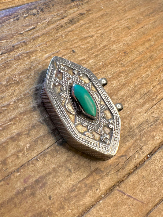 Tibetan Turquoise Intricate Silver Pendant