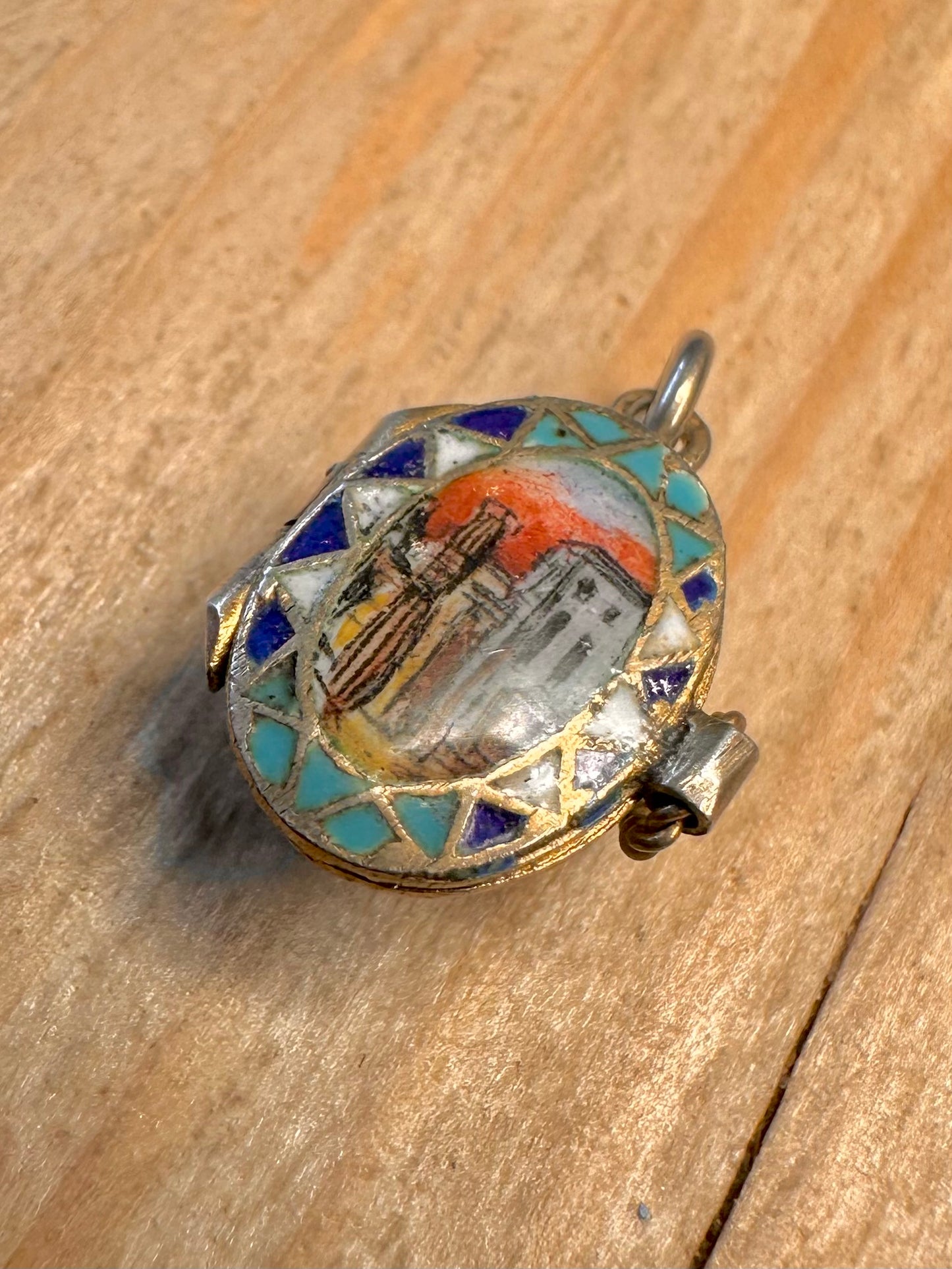 Vintage Rare Egyptian Art Deco Moses Enamel 800 Silver Pendant