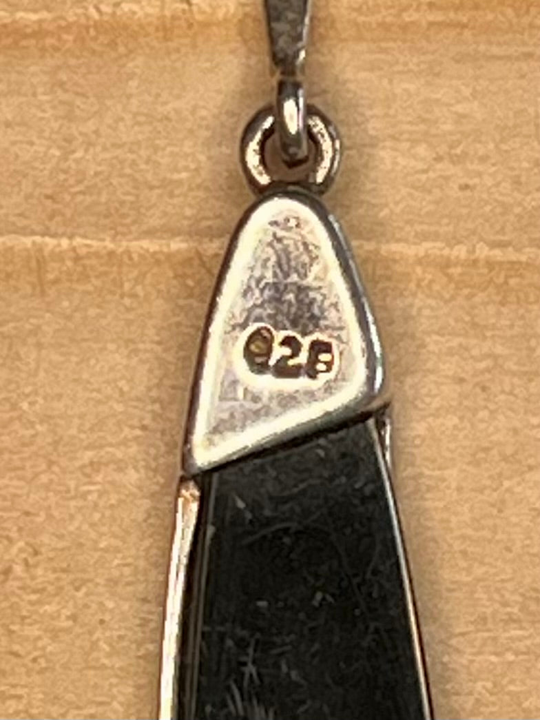 Elongated Black Onyx and Marcasite 925 Sterling Silver Drop Earrings