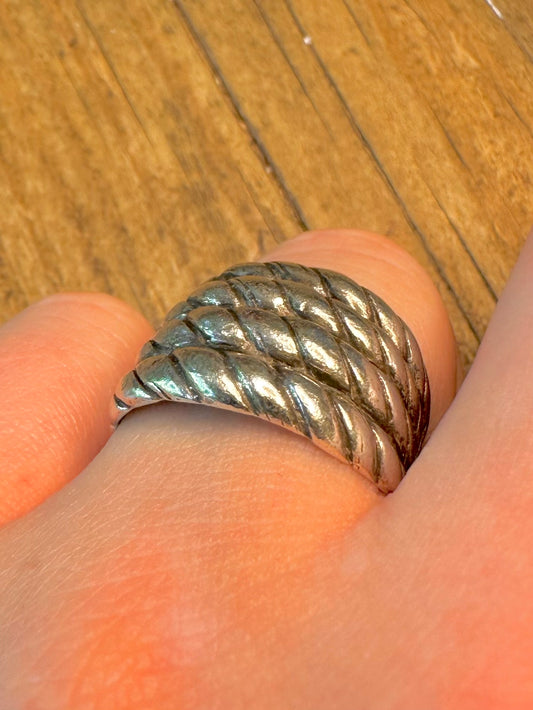 Dome 1991 Rope Design 925 Sterling Silver Size S Ring