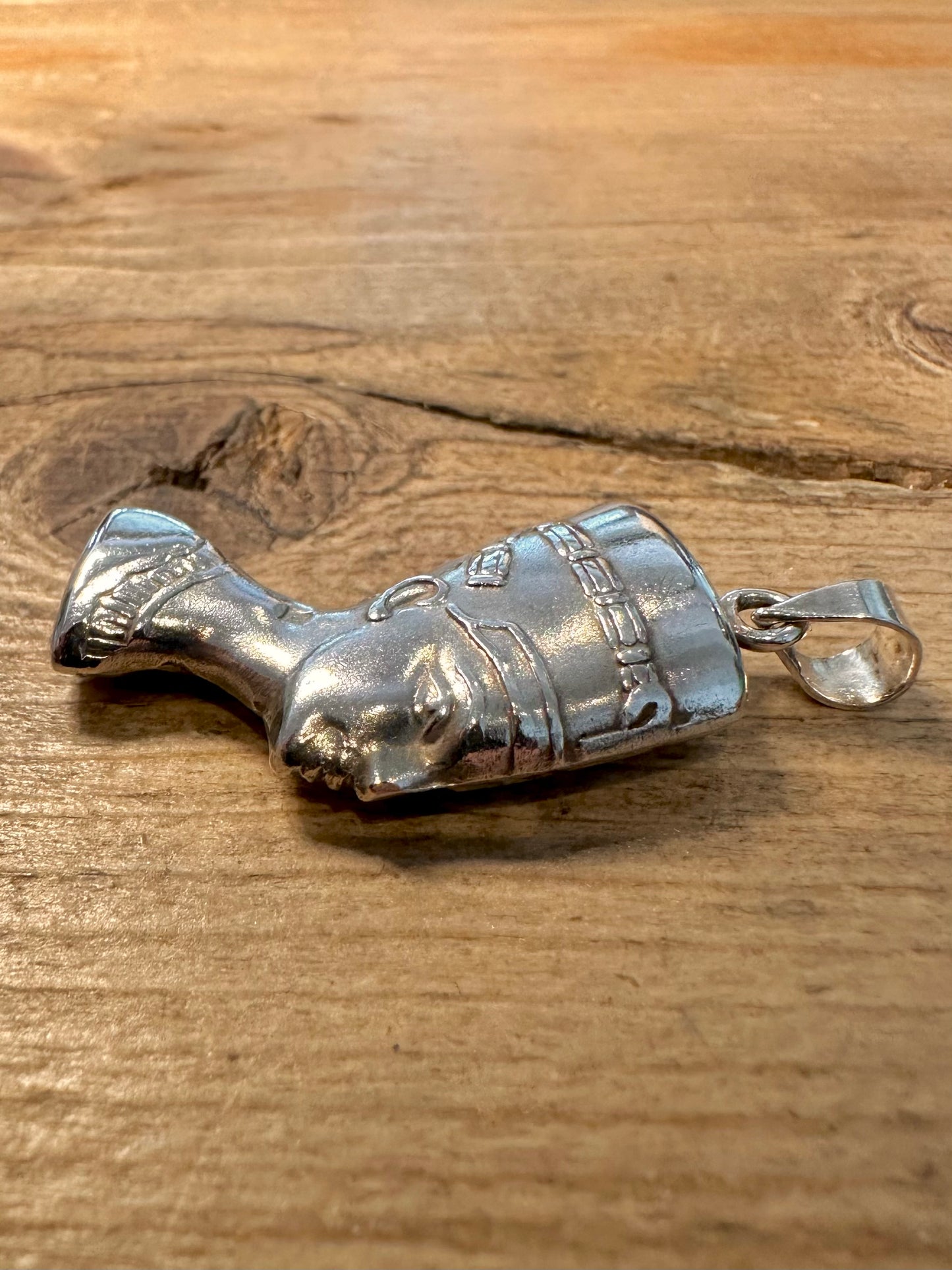 Vintage Egyptian Nefertiti Head 925 Silver Pendant