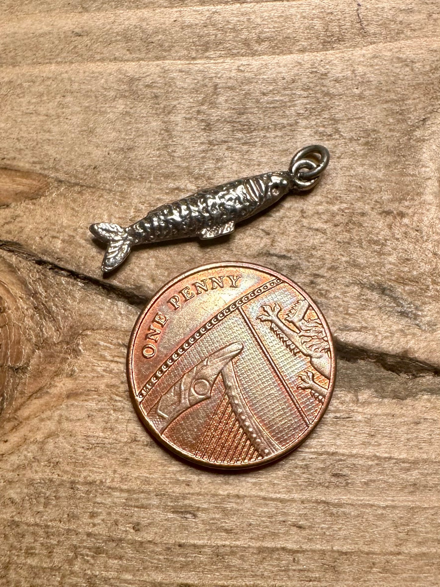 Vintage Fish 925 Silver Charm Pendant