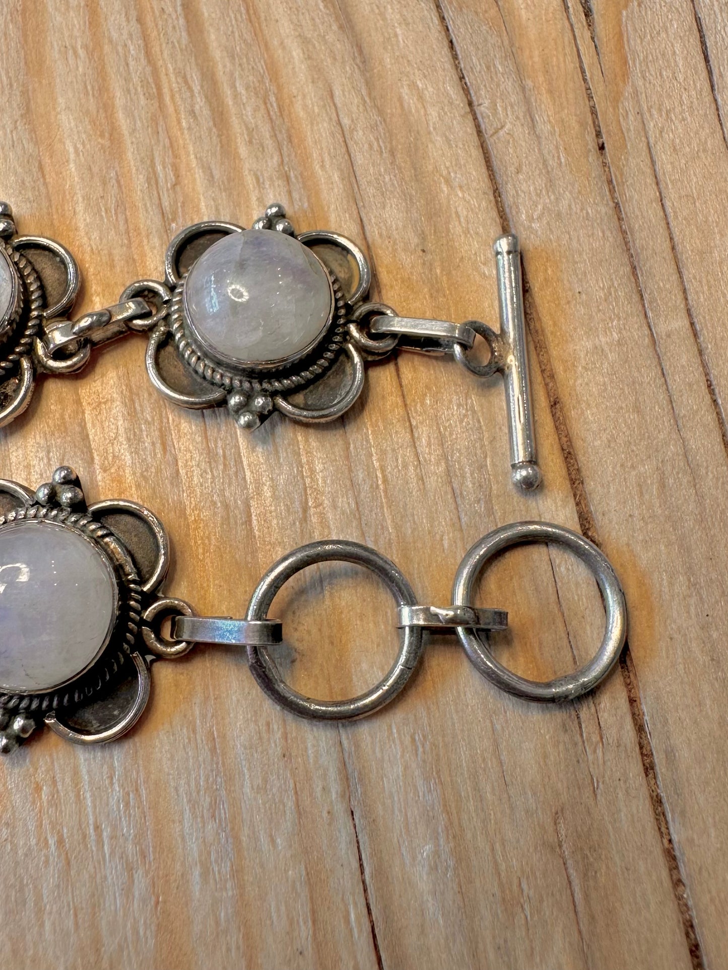Stunning Vintage Moonstone 925 Silver 7 to 7.5 inch Bracelet