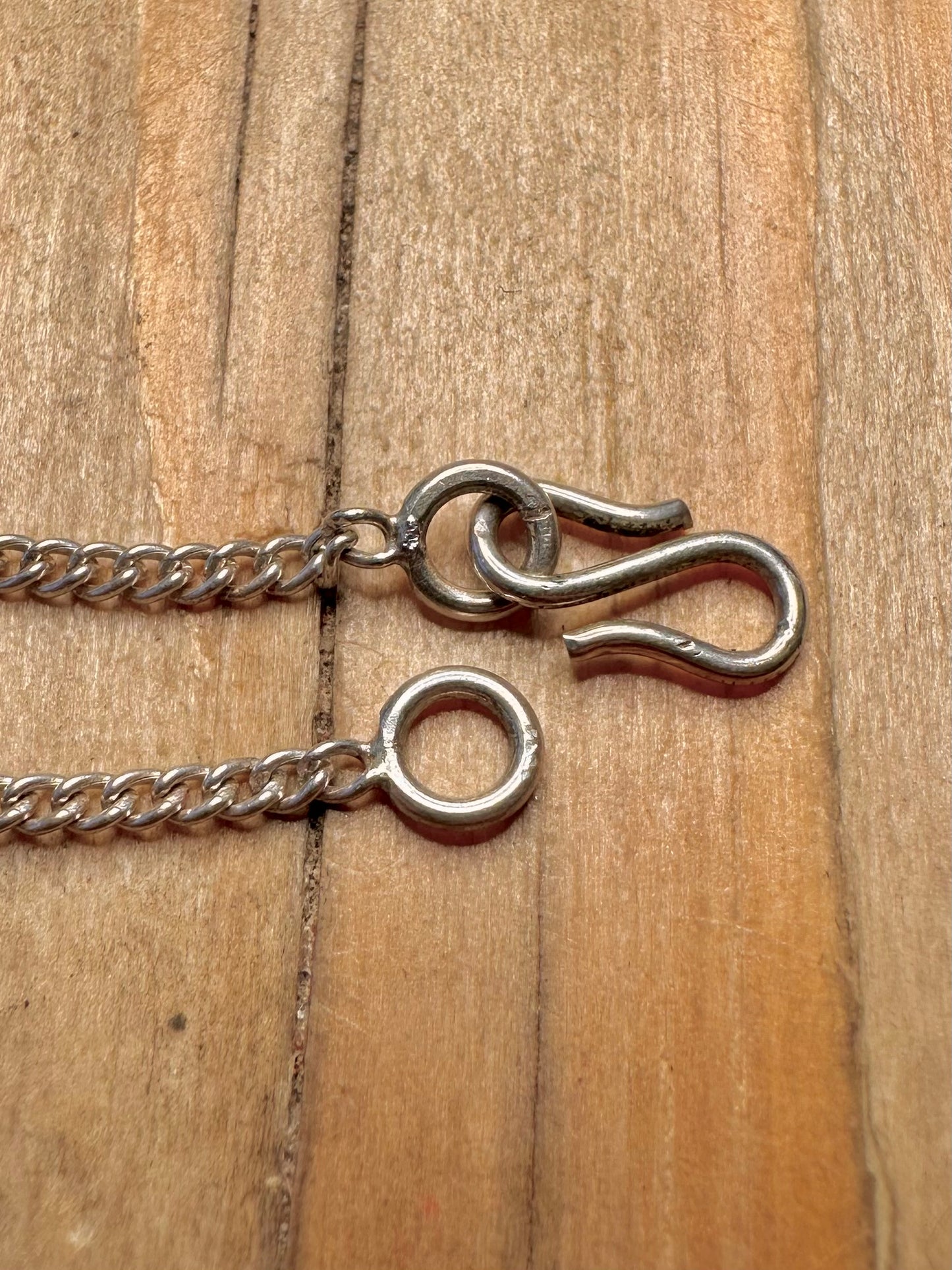 Vintage Garnet Curb Chain 925 Sterling Silver 18 inch Necklace