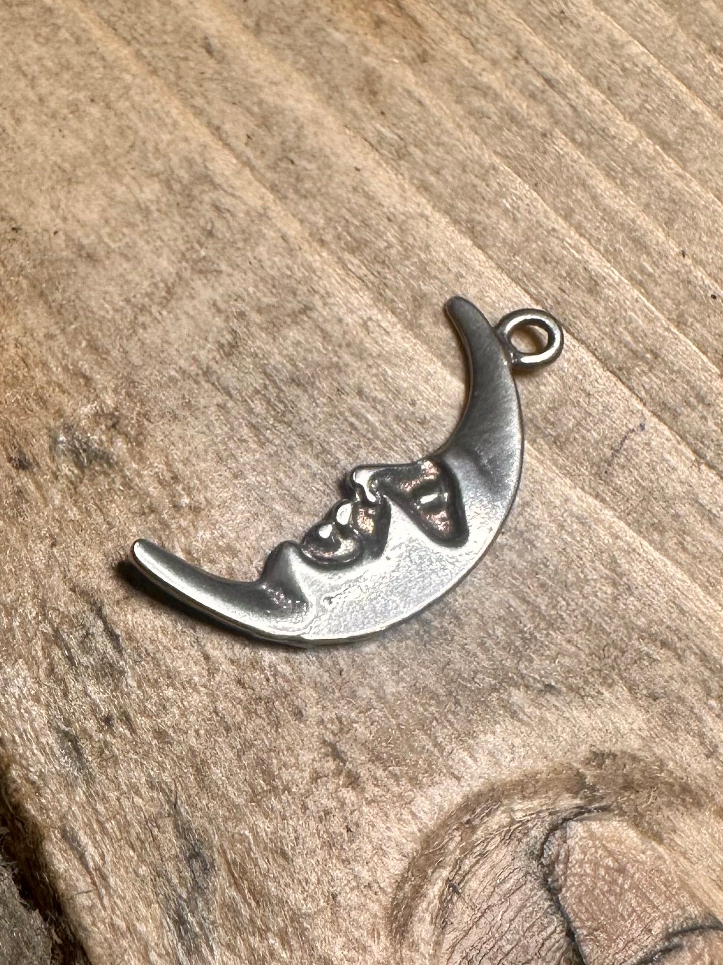 Vintage Moon Face 925 Silver Pendant