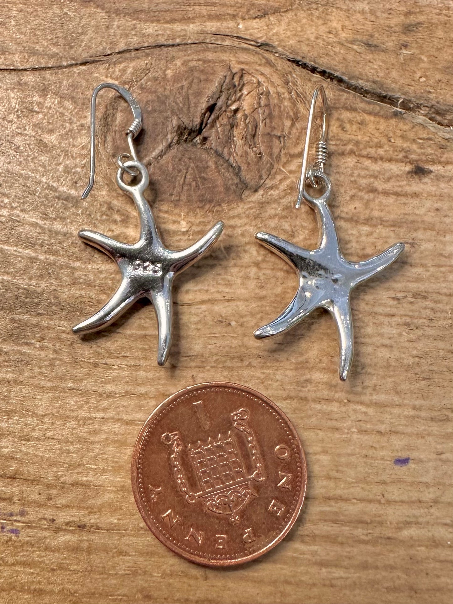 Modernist Star Fish 925 Silver Earring