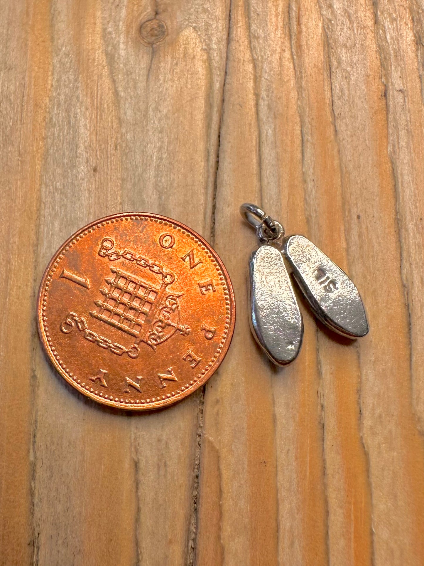 Vintage Ballet Shoes 925 Sterling Silver Charm Pendant