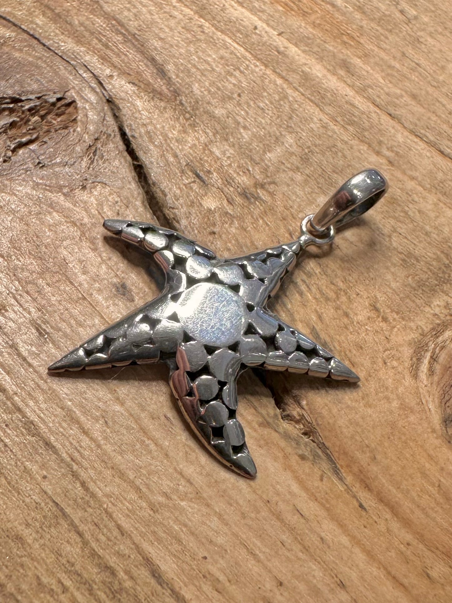 Abstract Filigree Starfish 925 Silver Pendant