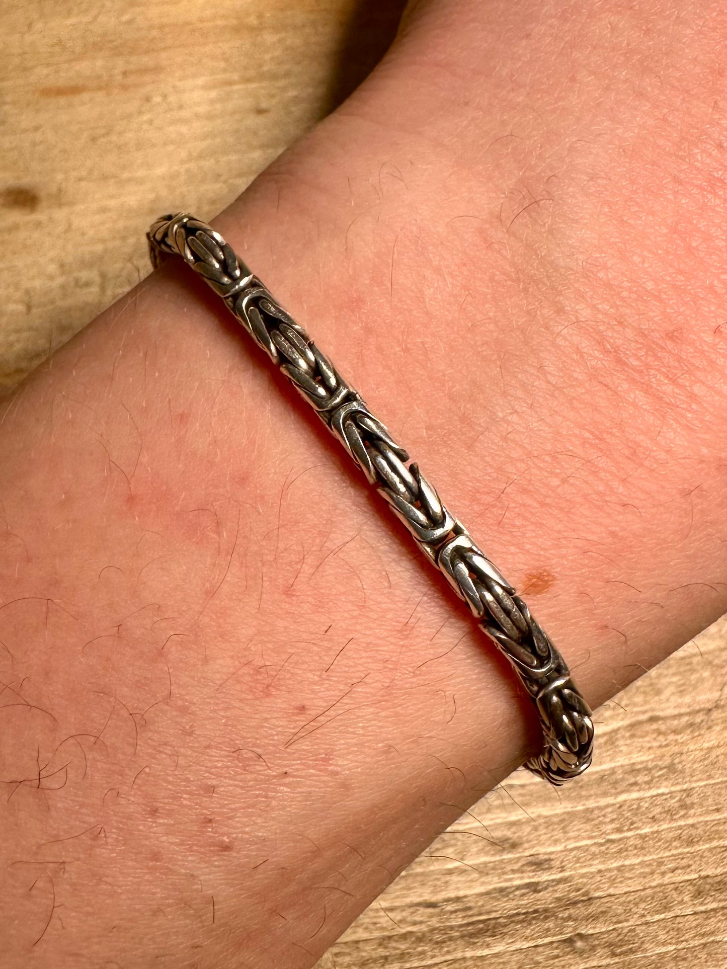 Vintage Byzantine Hook Clasp 925 Silver 7.2 inch Bracelet