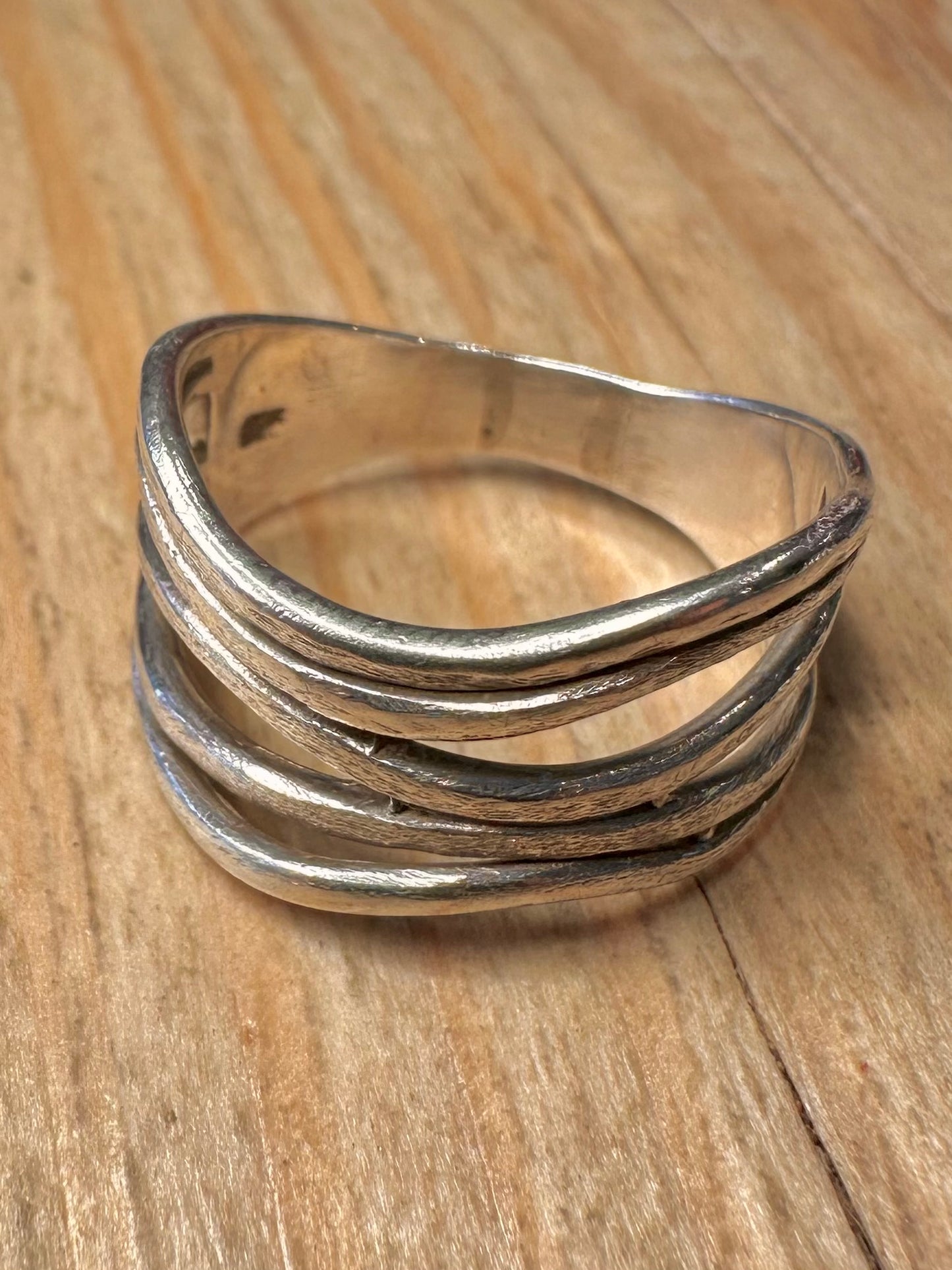 Abstract Wavy 925 Sterling Silver Size R Ring