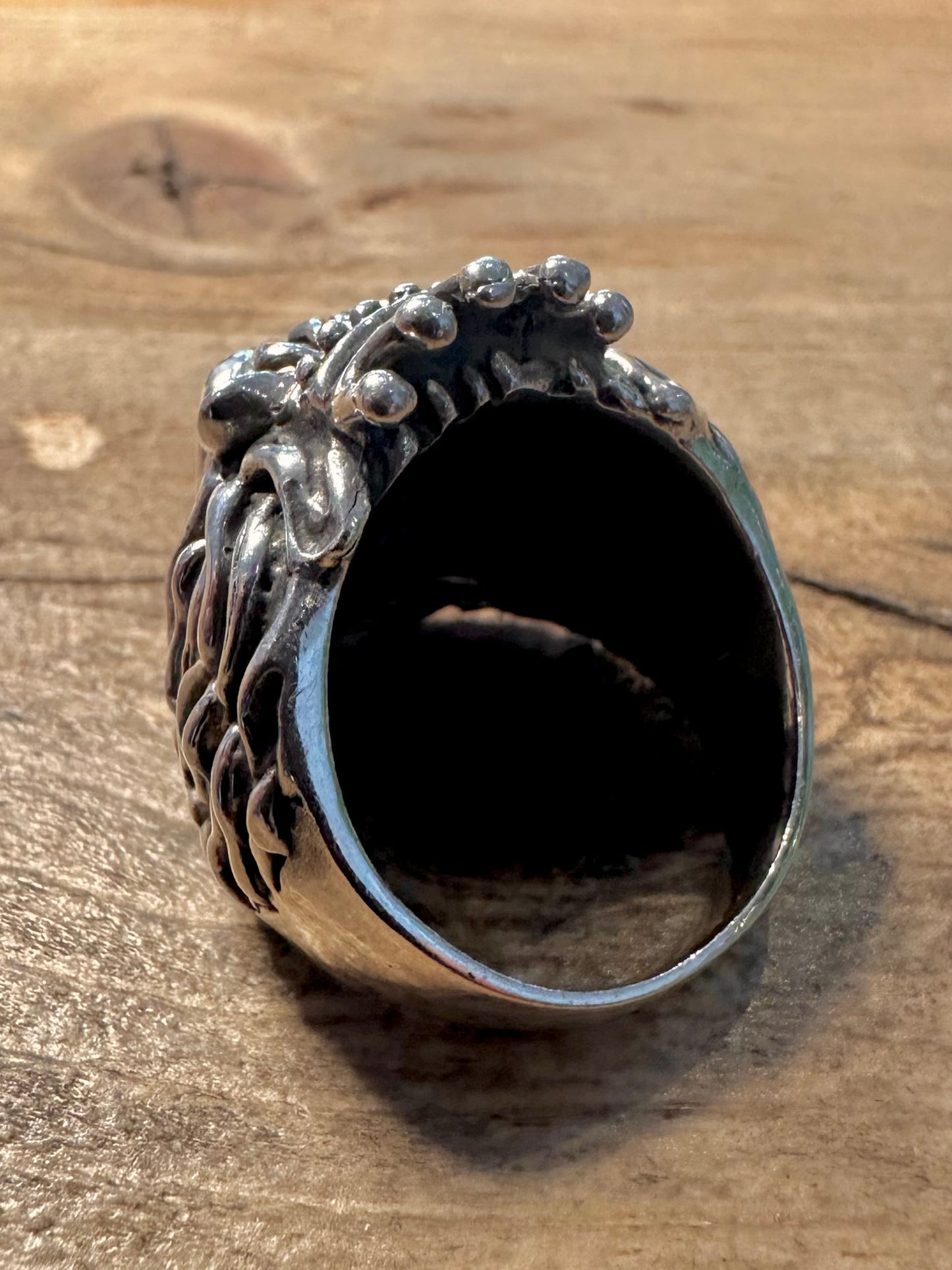 Vintage Large Lion King Head 925 Silver Size W Ring