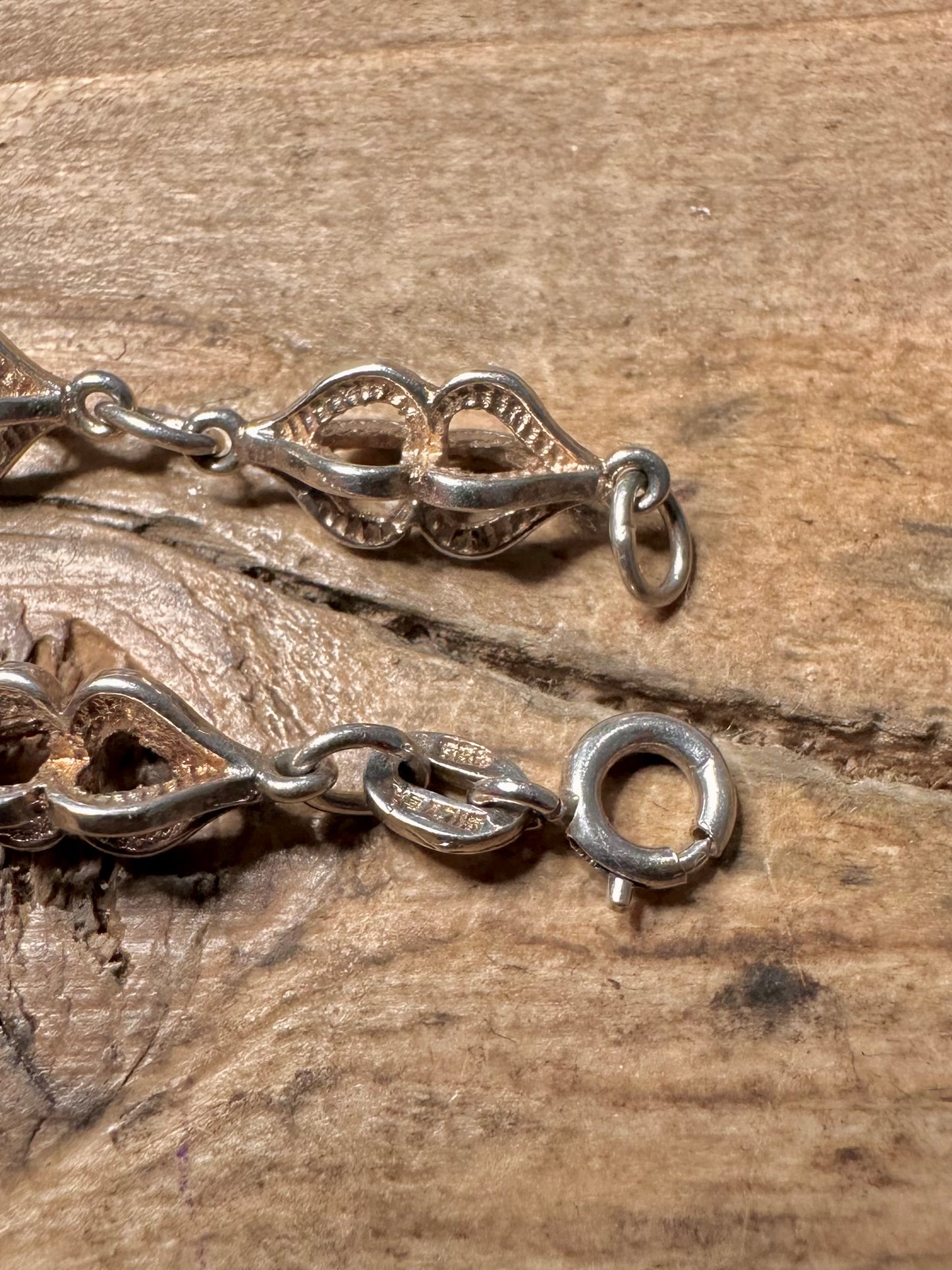 Vintage Abstract Mace Style 925 Silver 8 inch Bracelet
