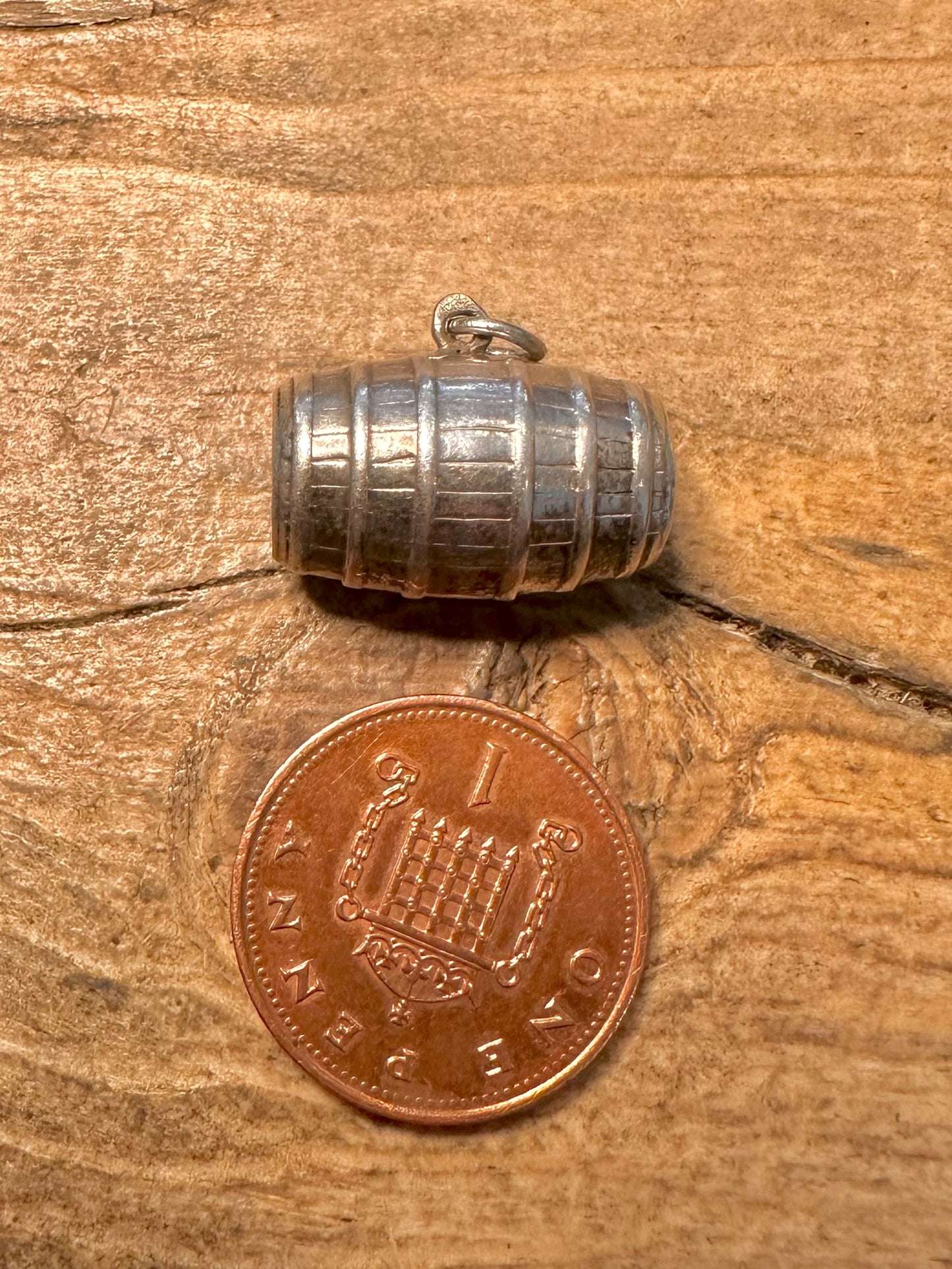 Vintage Madeira Wine Barrel 925 Silver Charm Pendant