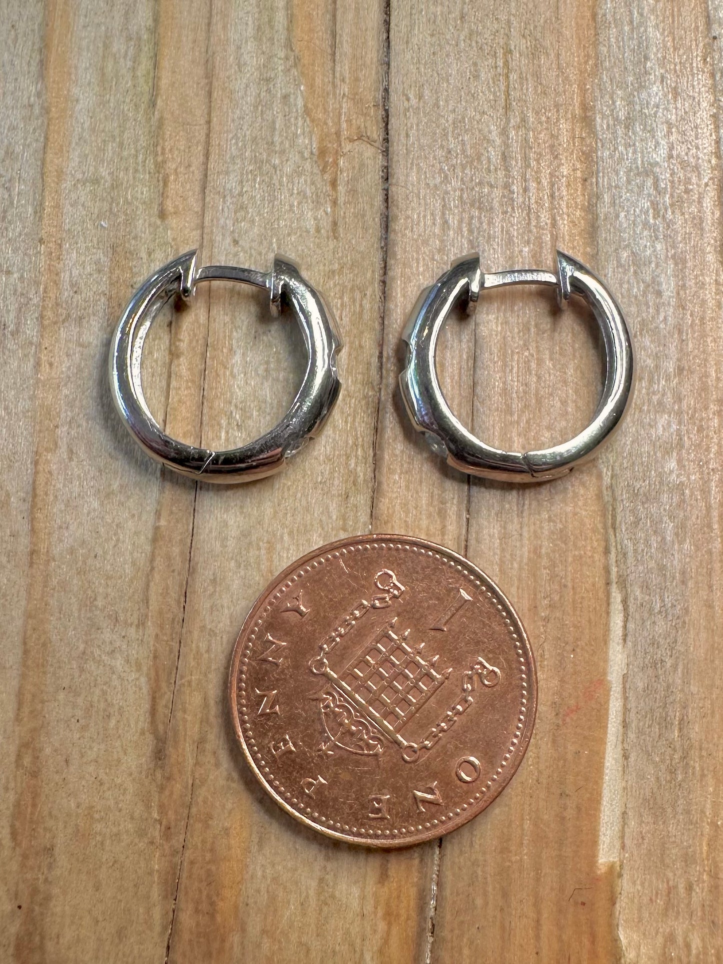Modern Chunky CZ Stone 925 Sterling Silver Hoop Earrings