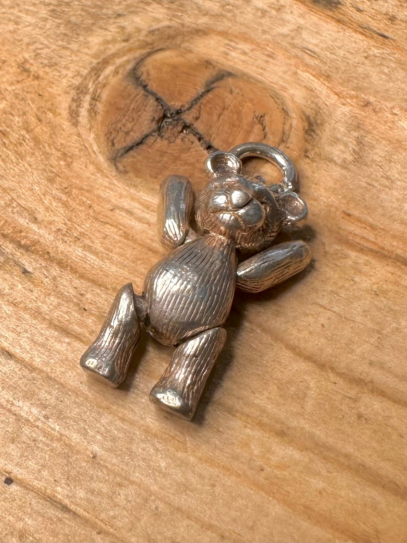 Vintage Articulated Teddy Bear 925 Silver Pendant
