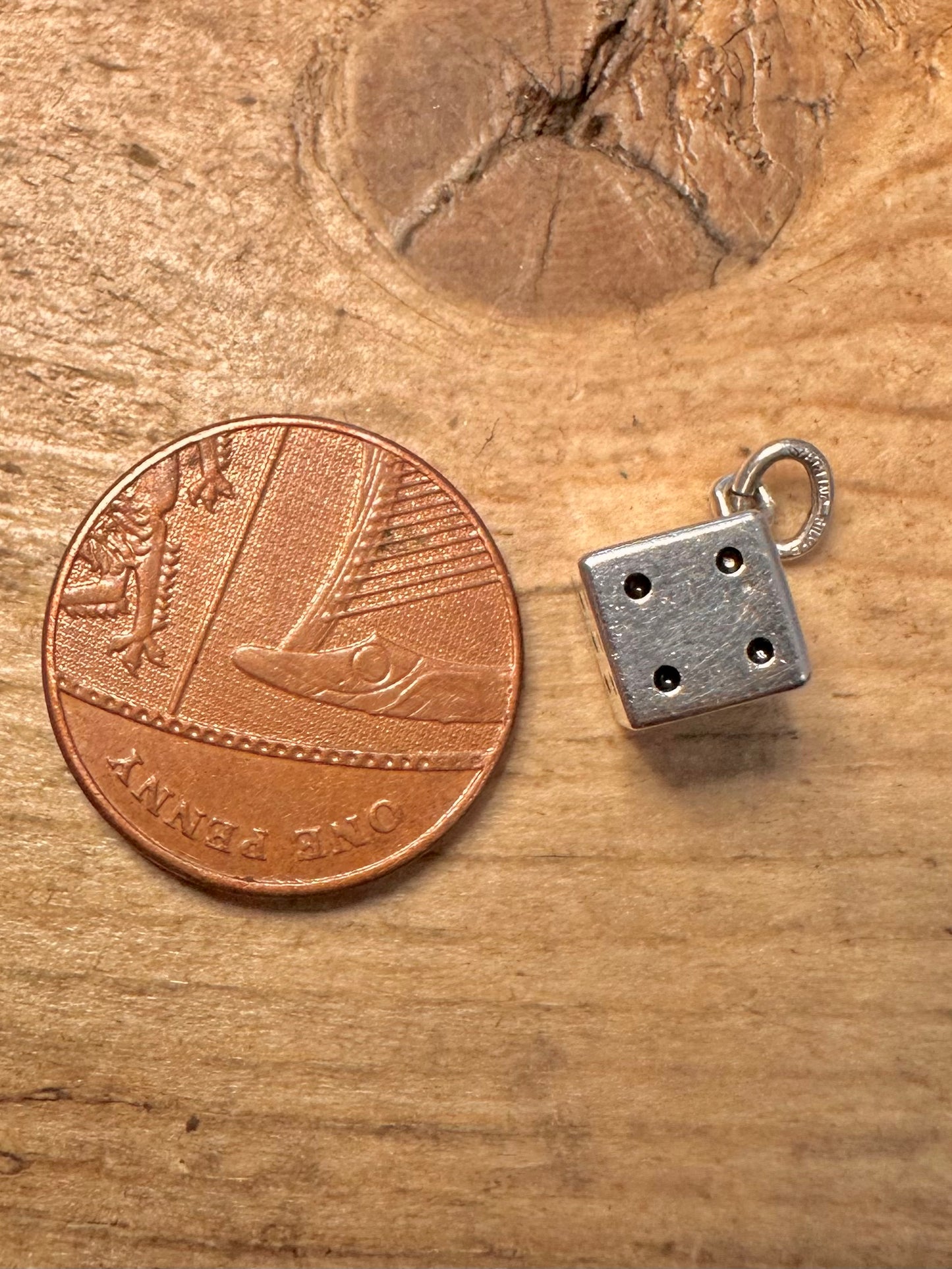 Vintage Dice 925 Silver Charm Pendant