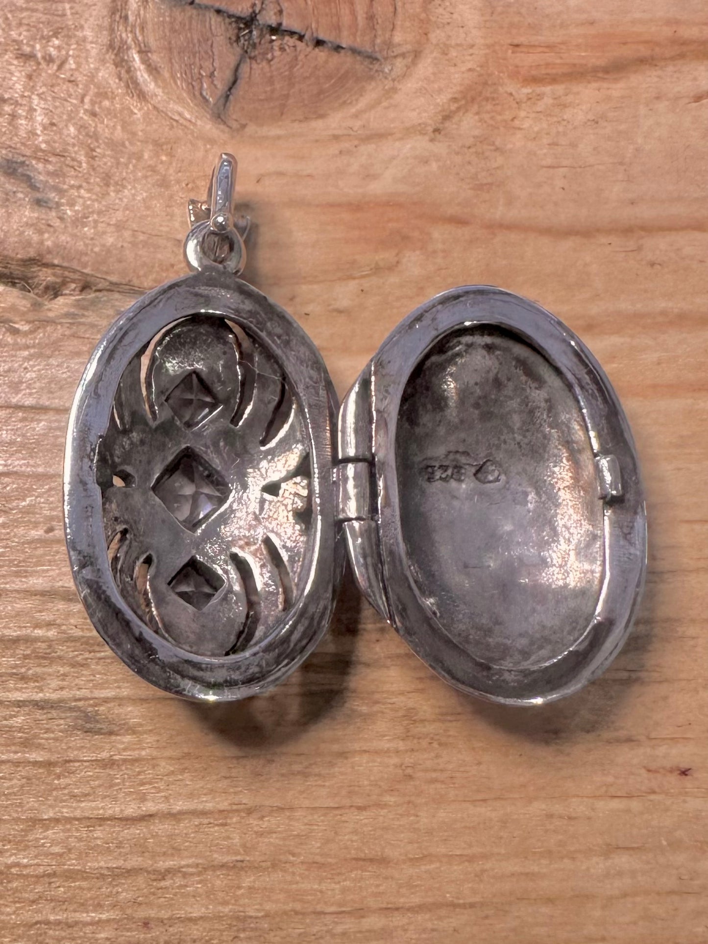 Modern 2001 Blue Topaz and Marcasite 925 Silver Locket Pendant