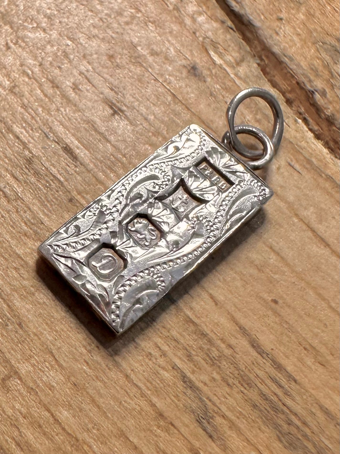 Vintage 1978 Engraved Ingot 925 Silver Birmingham Pendant