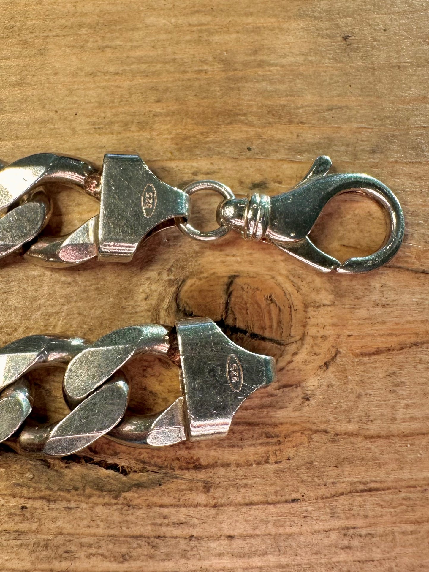 Vintage Chunky Curb Chain 925 Silver 9 inch Bracelet