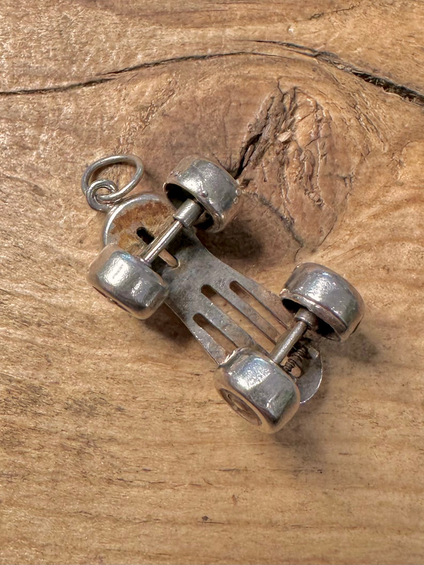 Vintage Roller Skate Moving Wheels 925 Silver Pendant