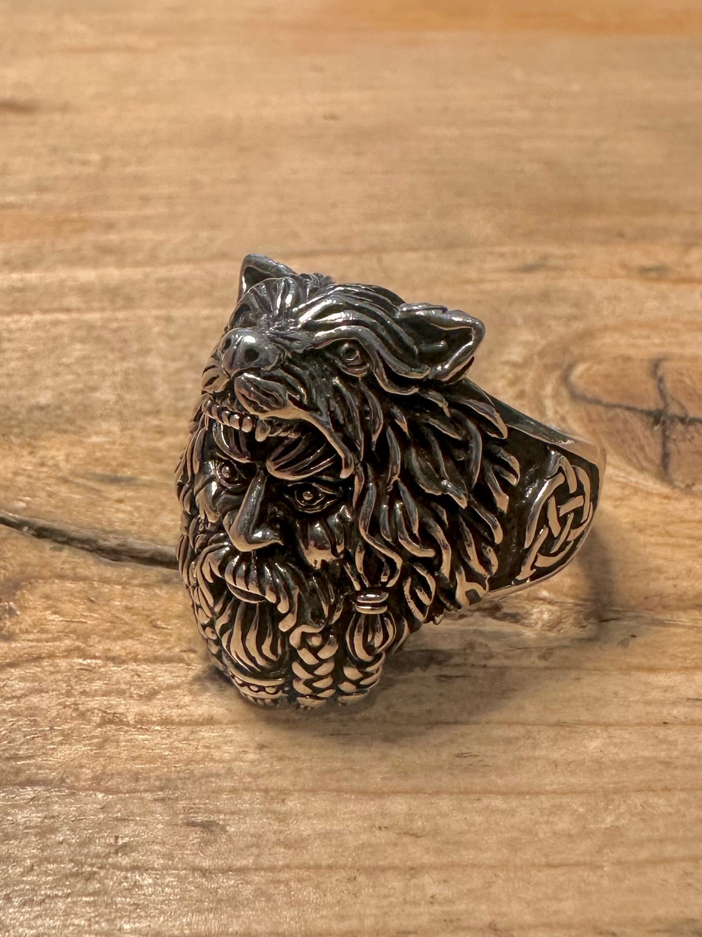 Vintage Viking Head Celtic 925 Silver Size Z Ring
