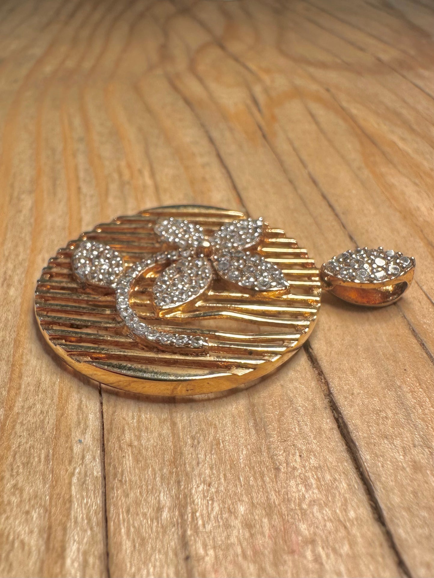 Modern CZ Stone Flower Gold on 925 Sterling Silver Pendant
