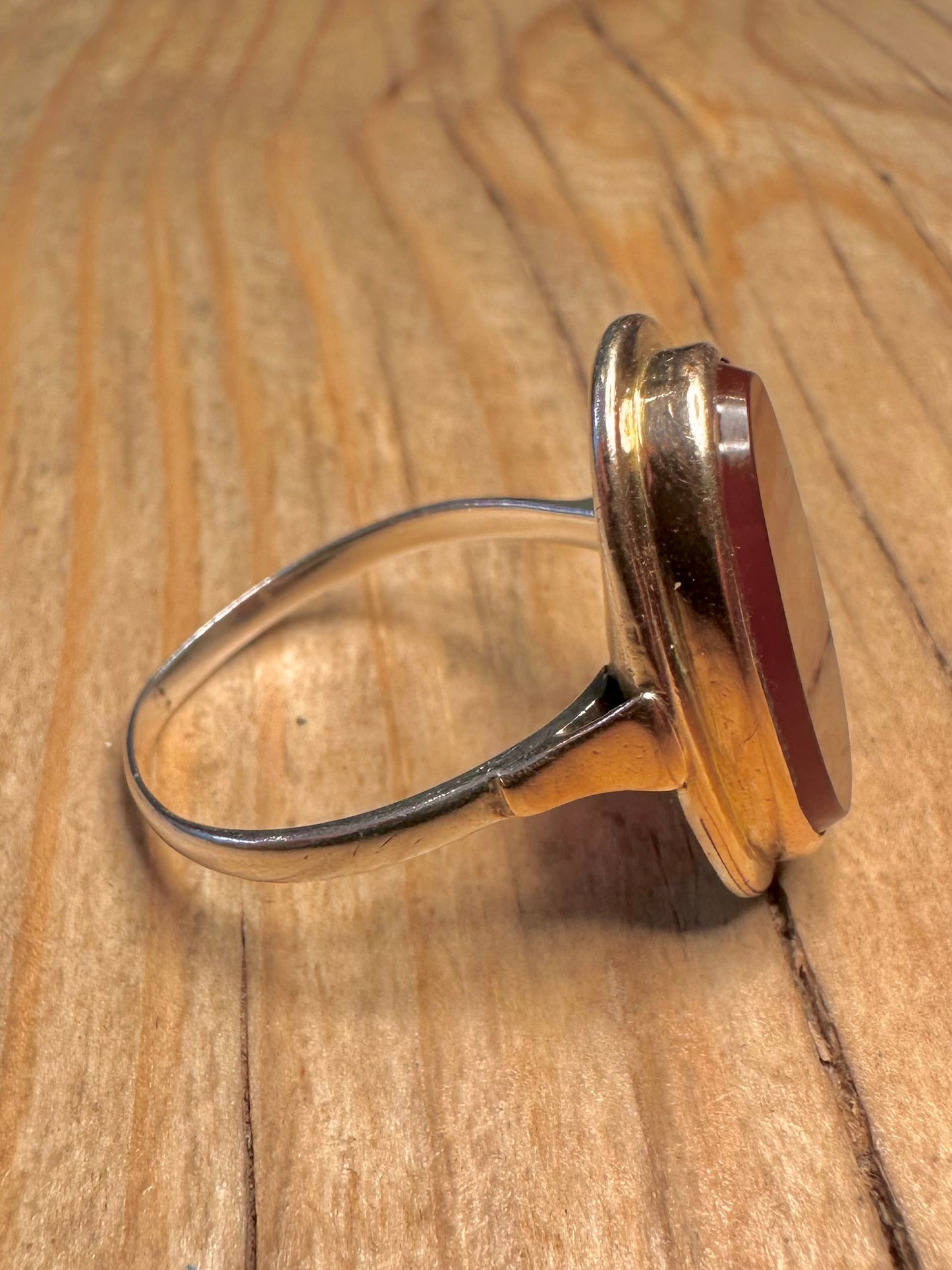 Vintage Oval Carnelian Gold on 925 Sterling Silver Size W Ring