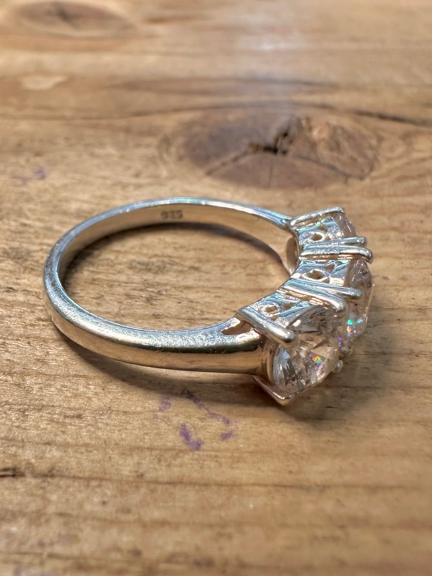 Vintage CZ Trilogy 925 Silver Size O Ring